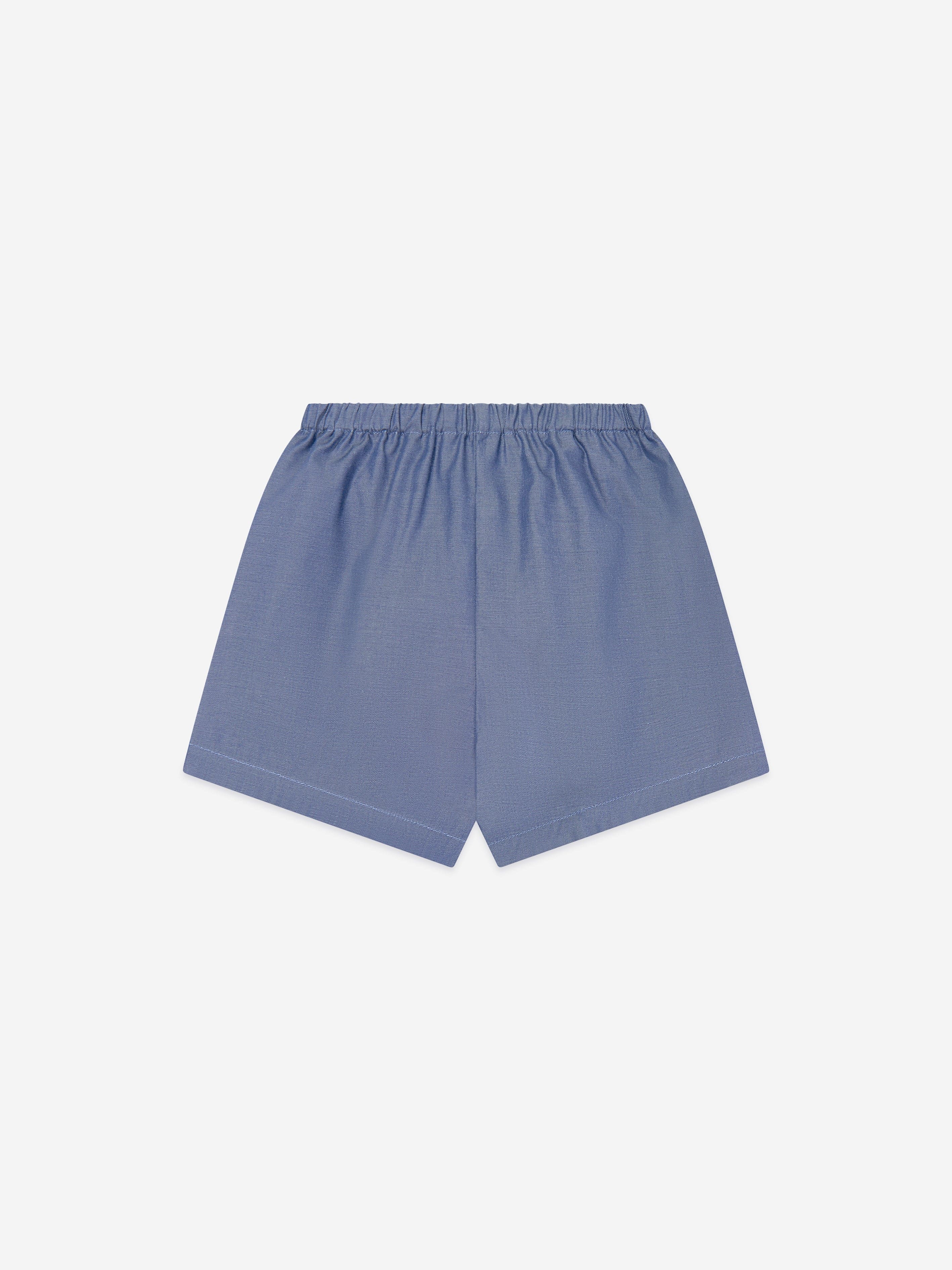 Emporio Armani Baby Boys Chambray Short Set in Blue