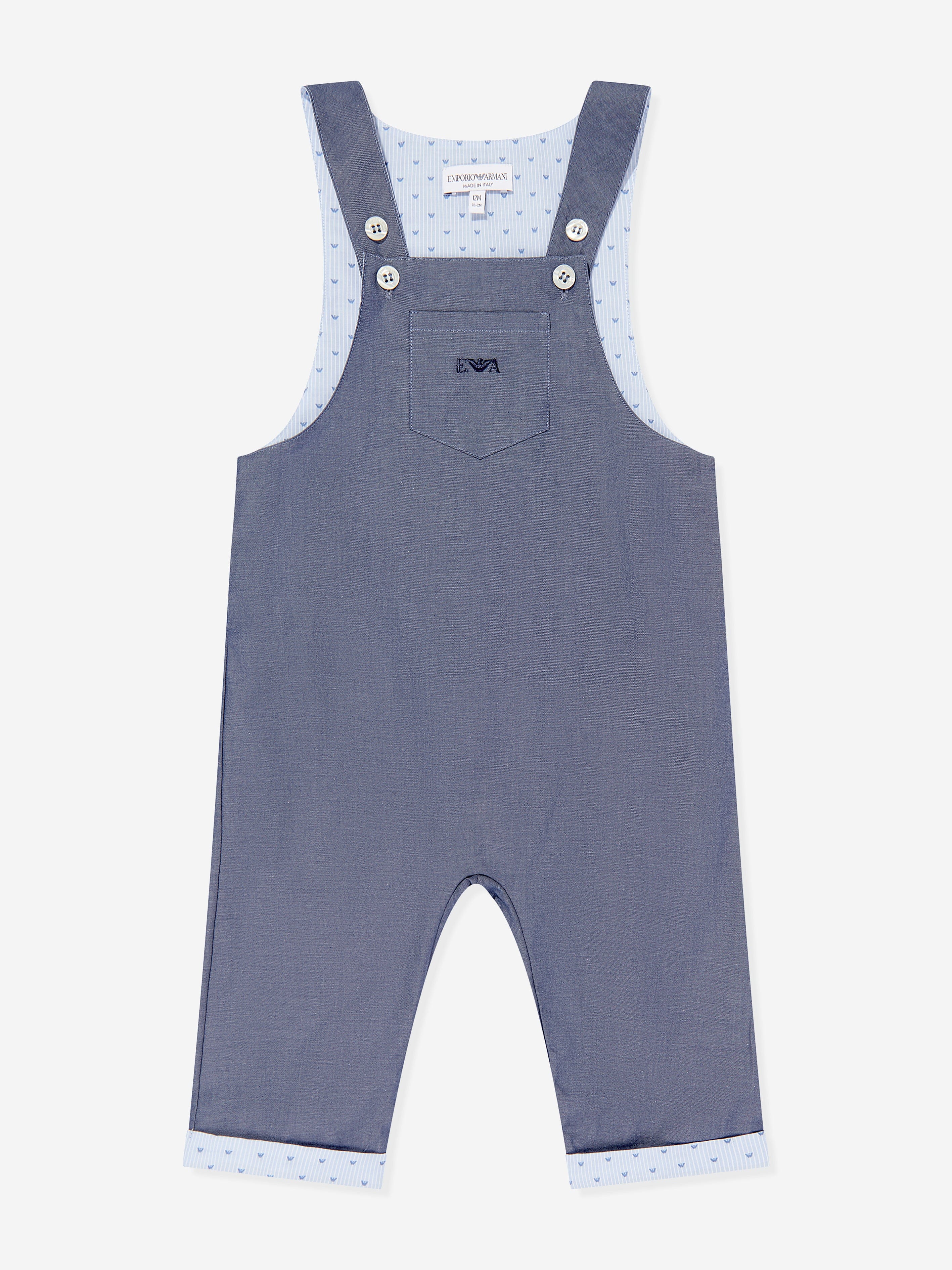 Emporio Armani Baby Boys Dungarees Romper in Blue