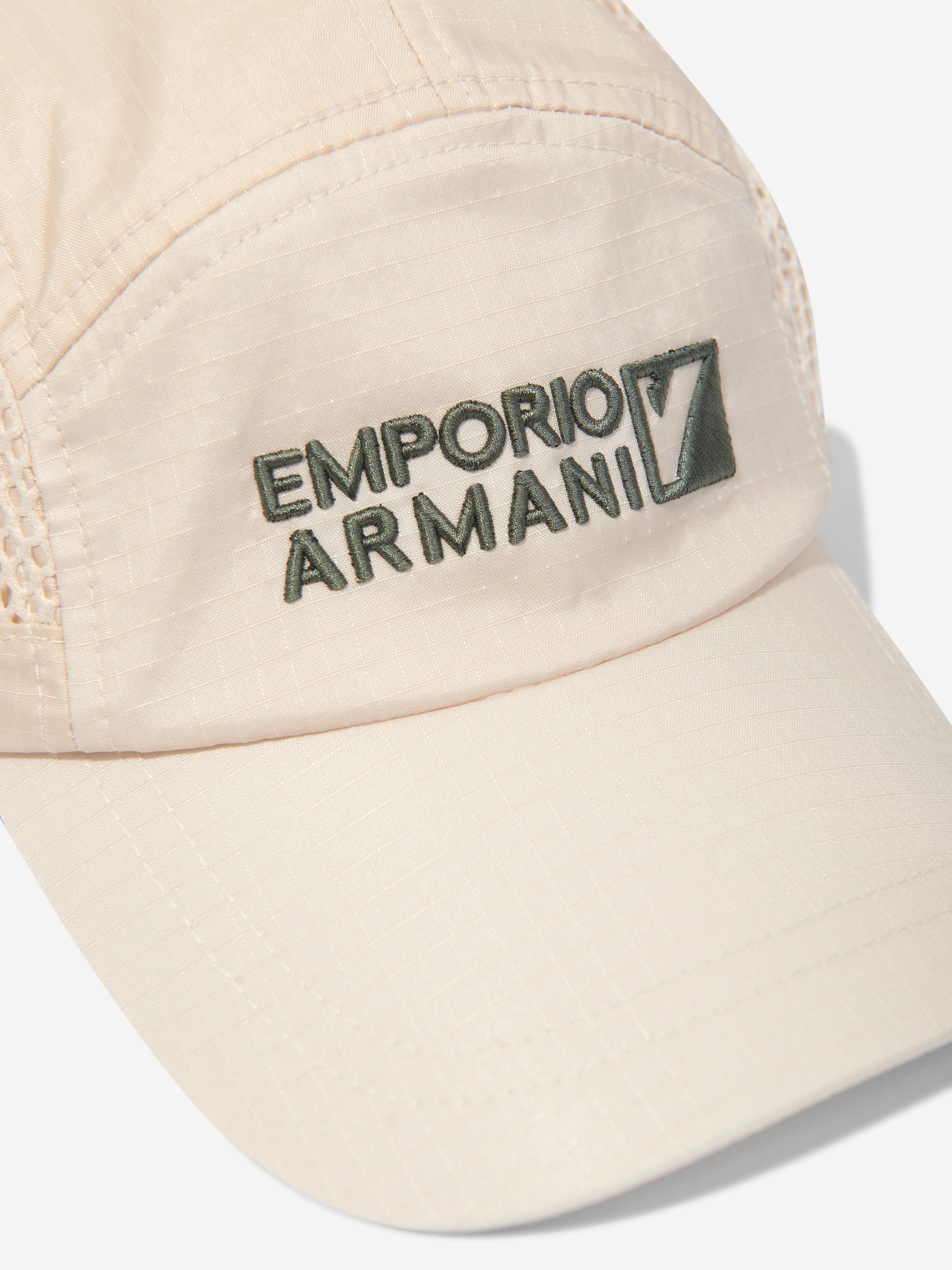 Emporio Armani Boys Logo Cap in Beige