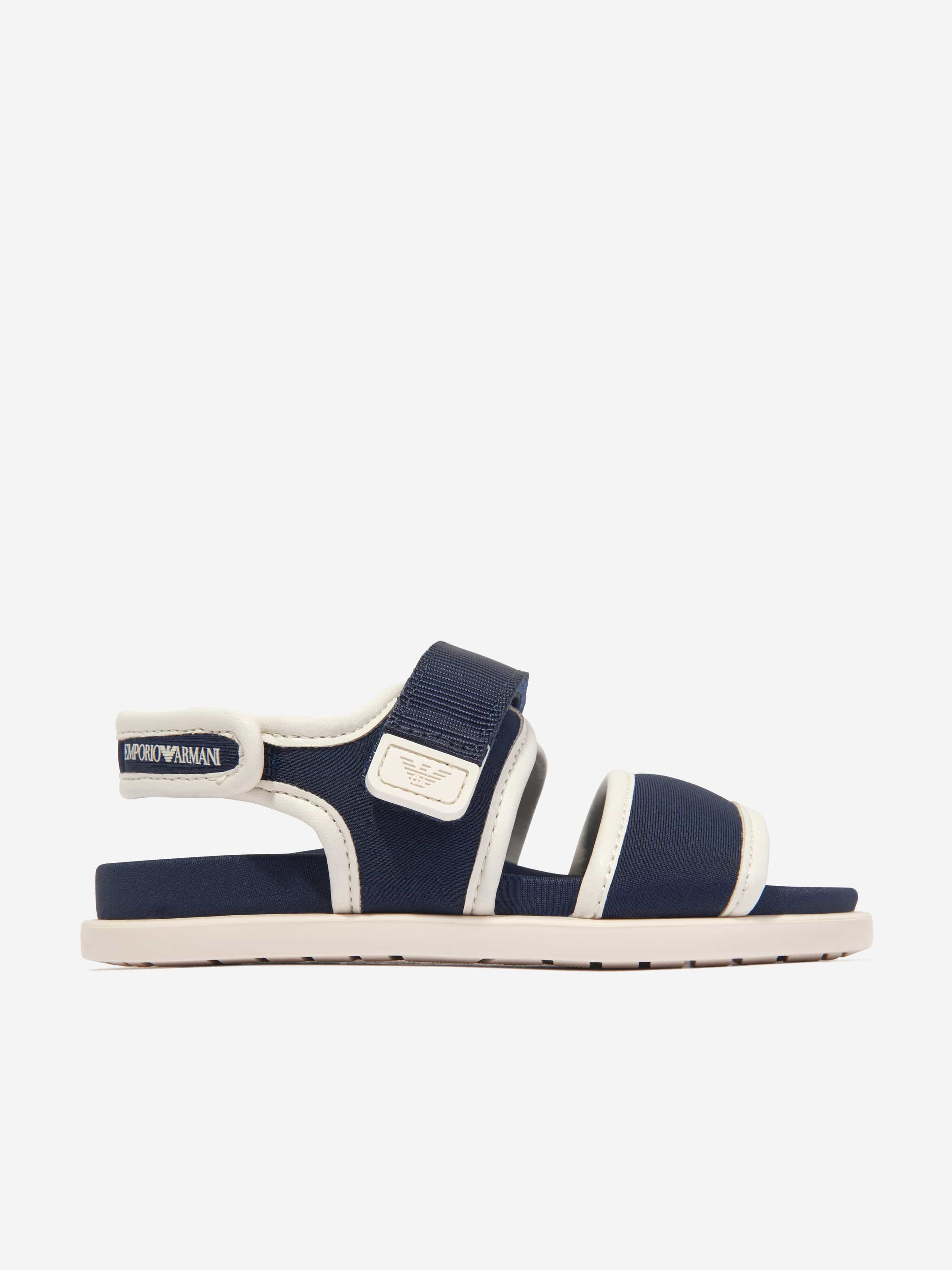 Emporio Armani Kids Logo Sandals in Navy