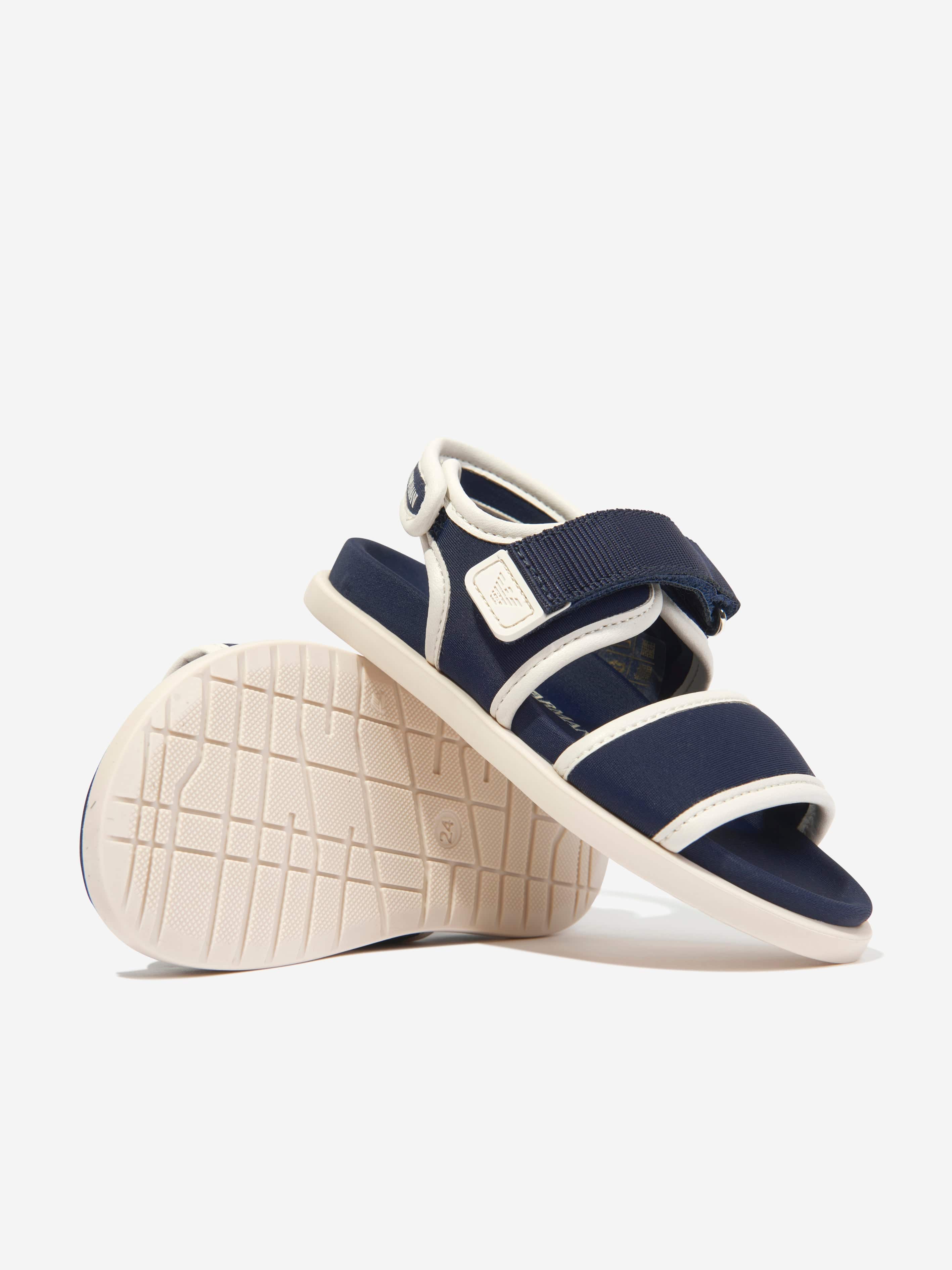 Emporio Armani Kids Logo Sandals in Navy