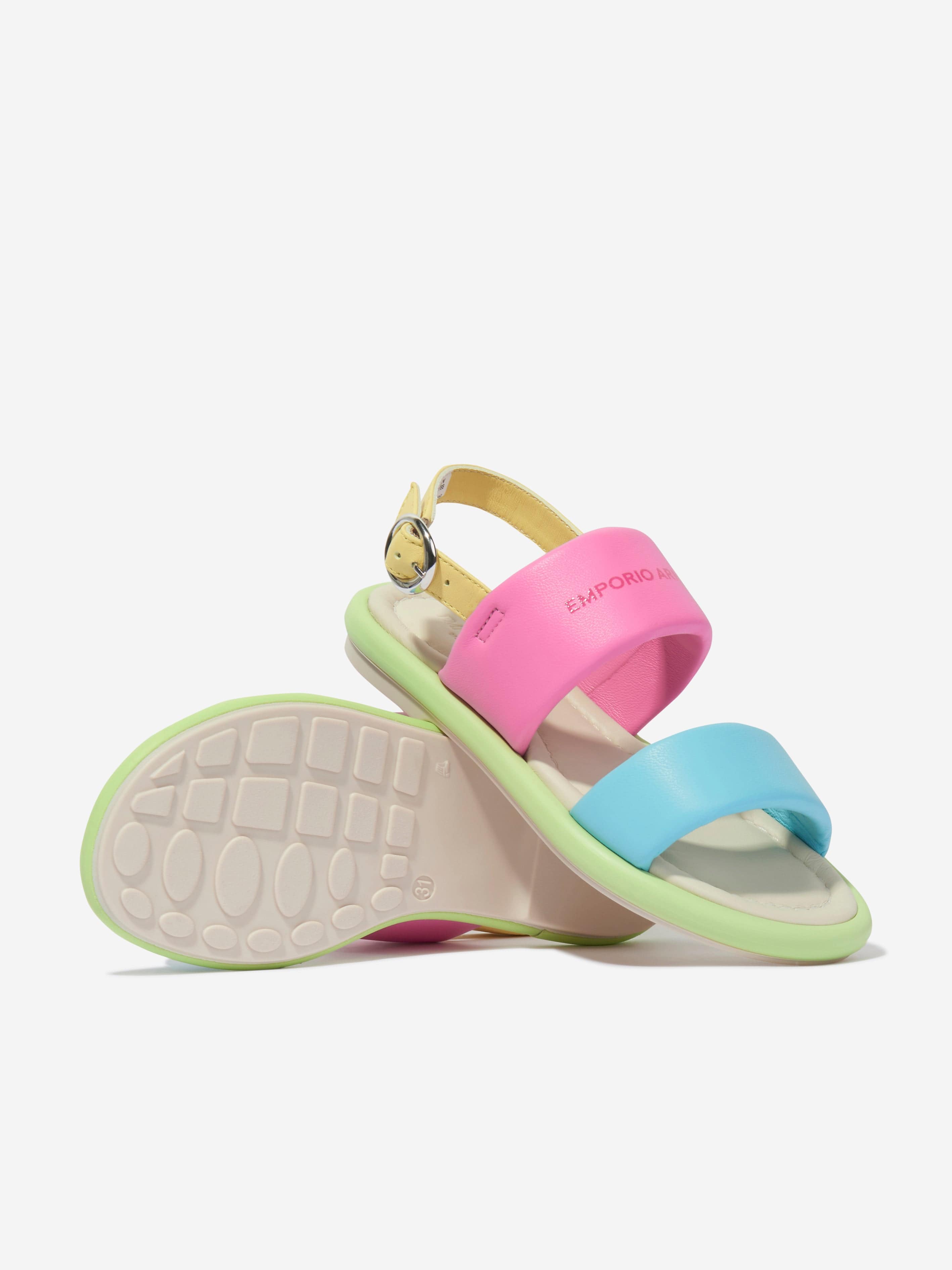 Emporio Armani Girls Leather Sandals in Multicolour