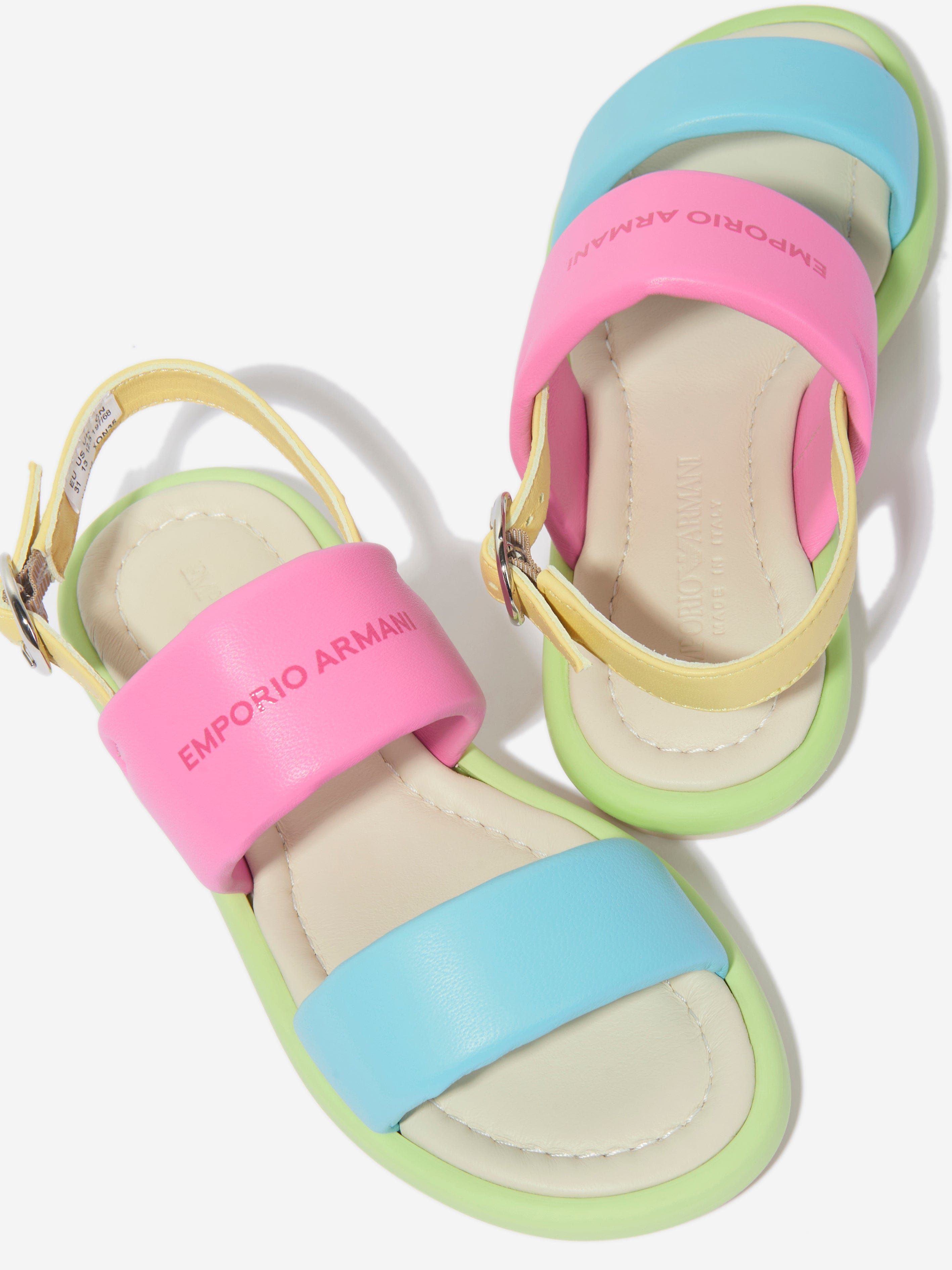 Emporio Armani Girls Leather Sandals in Multicolour