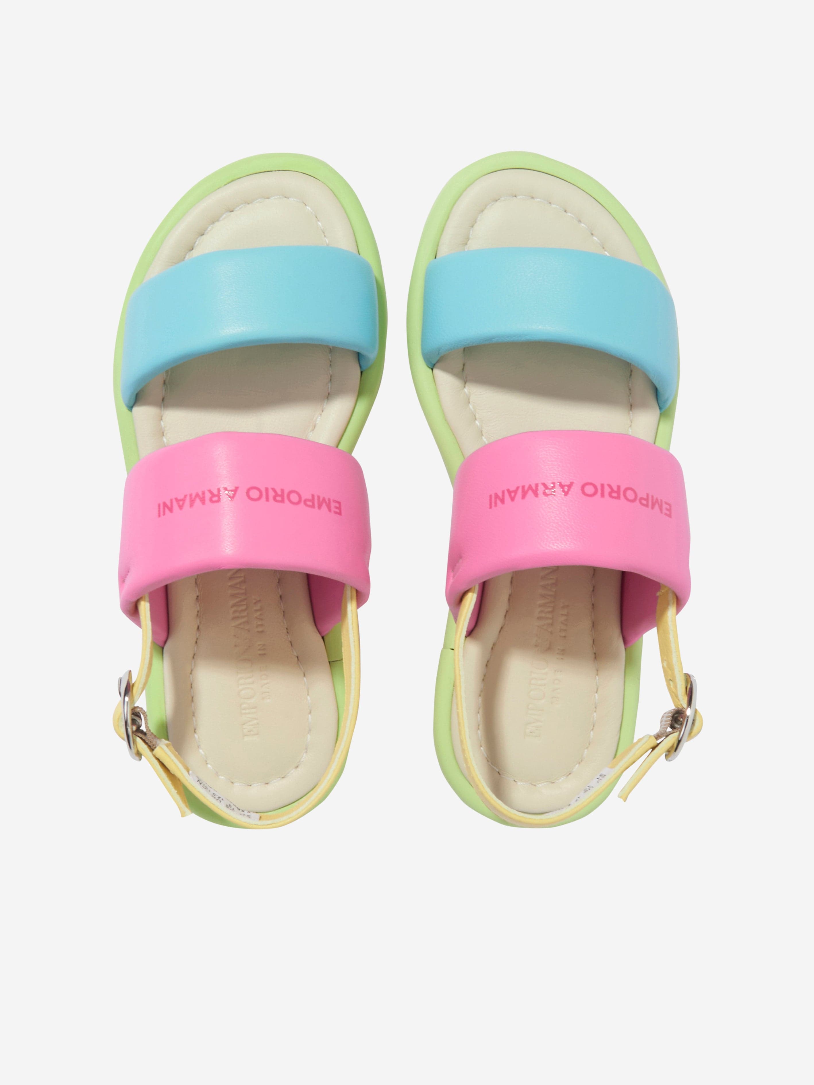 Emporio Armani Girls Leather Sandals in Multicolour