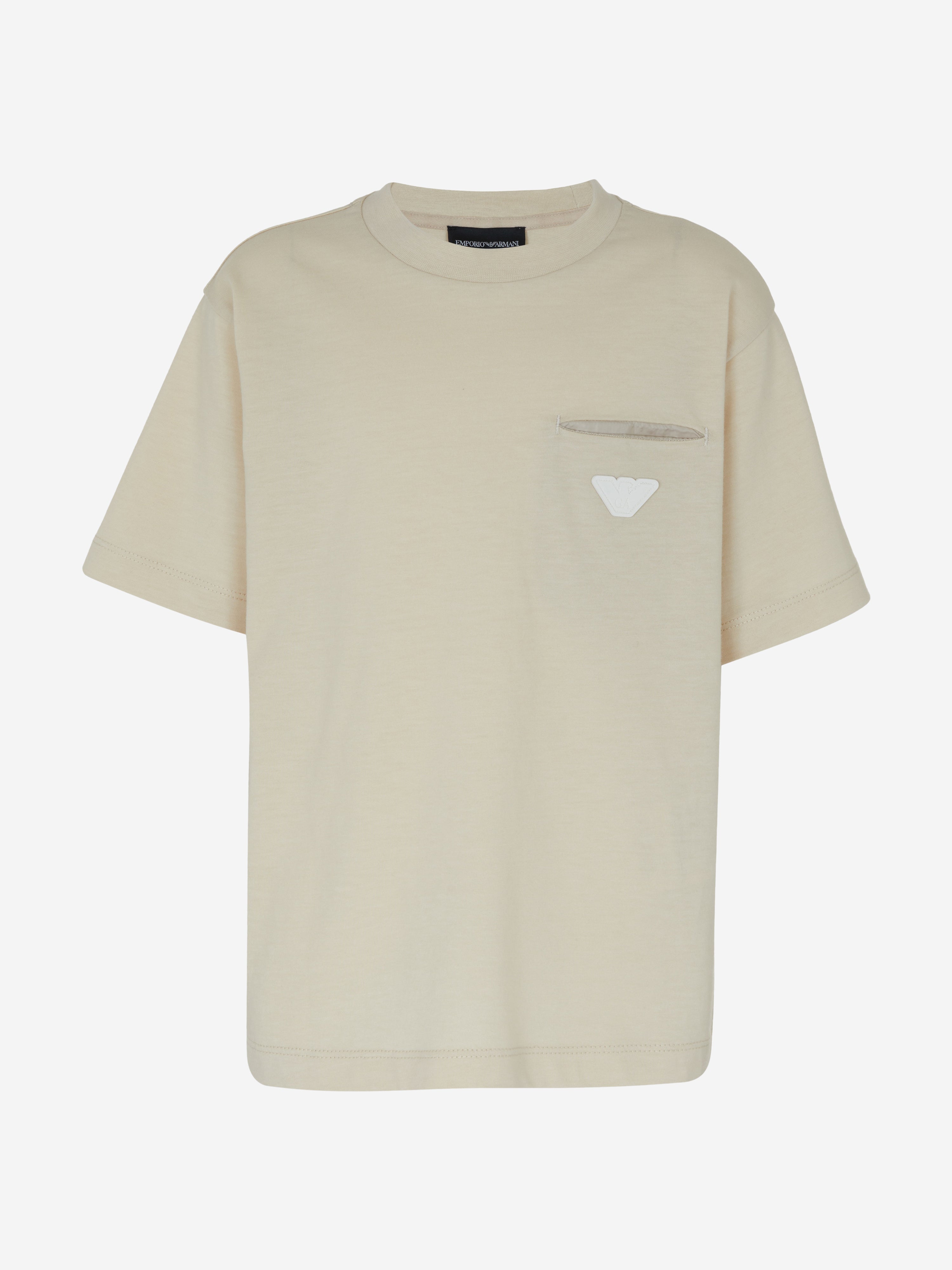 Emporio Armani Boys Logo Pocket T-Shirt in Beige