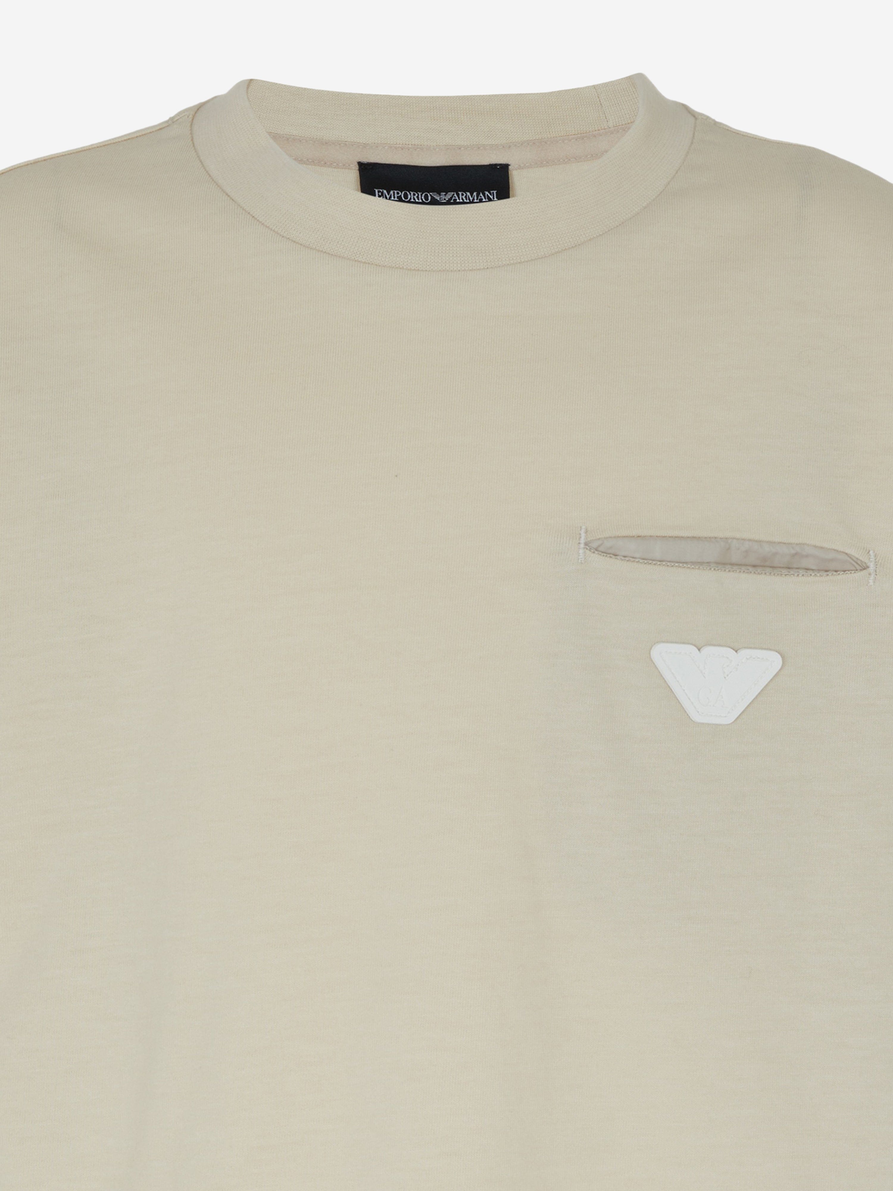 Emporio Armani Boys Logo Pocket T-Shirt in Beige
