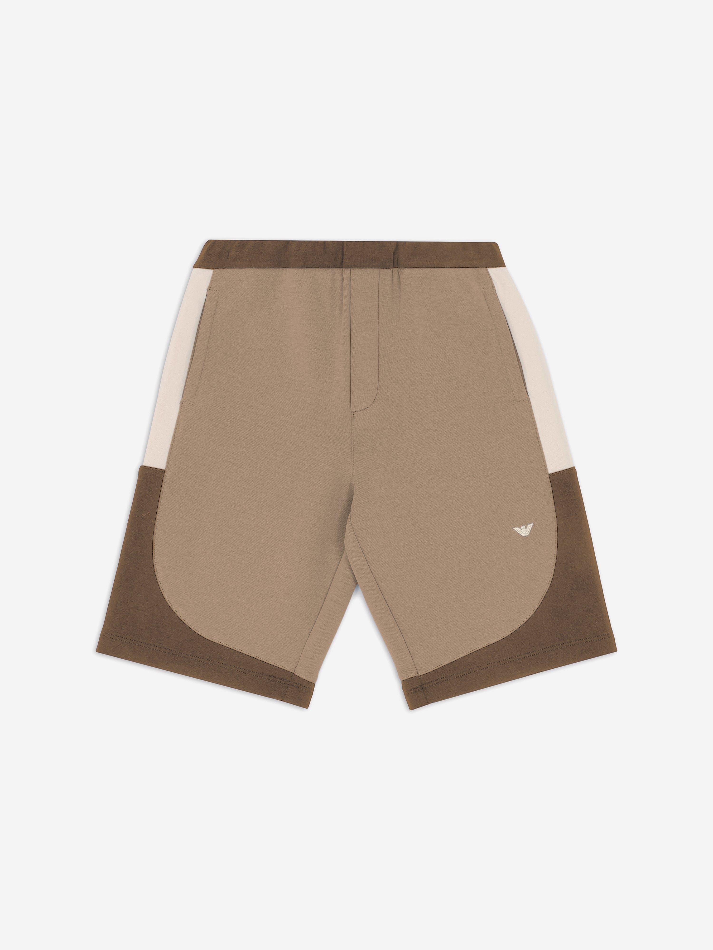 Emporio Armani Boys Colourblock Shorts in Brown