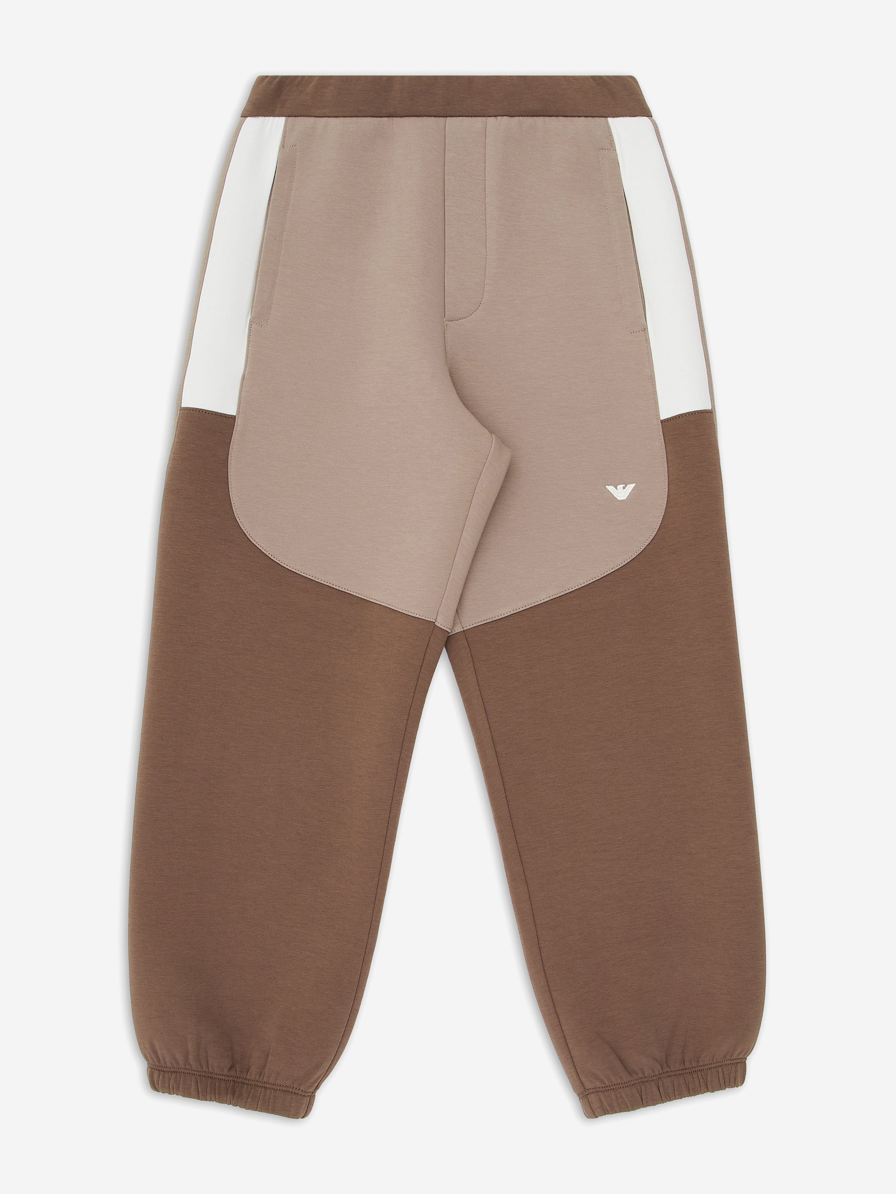 Emporio Armani Boys Colourblock Joggers in Brown