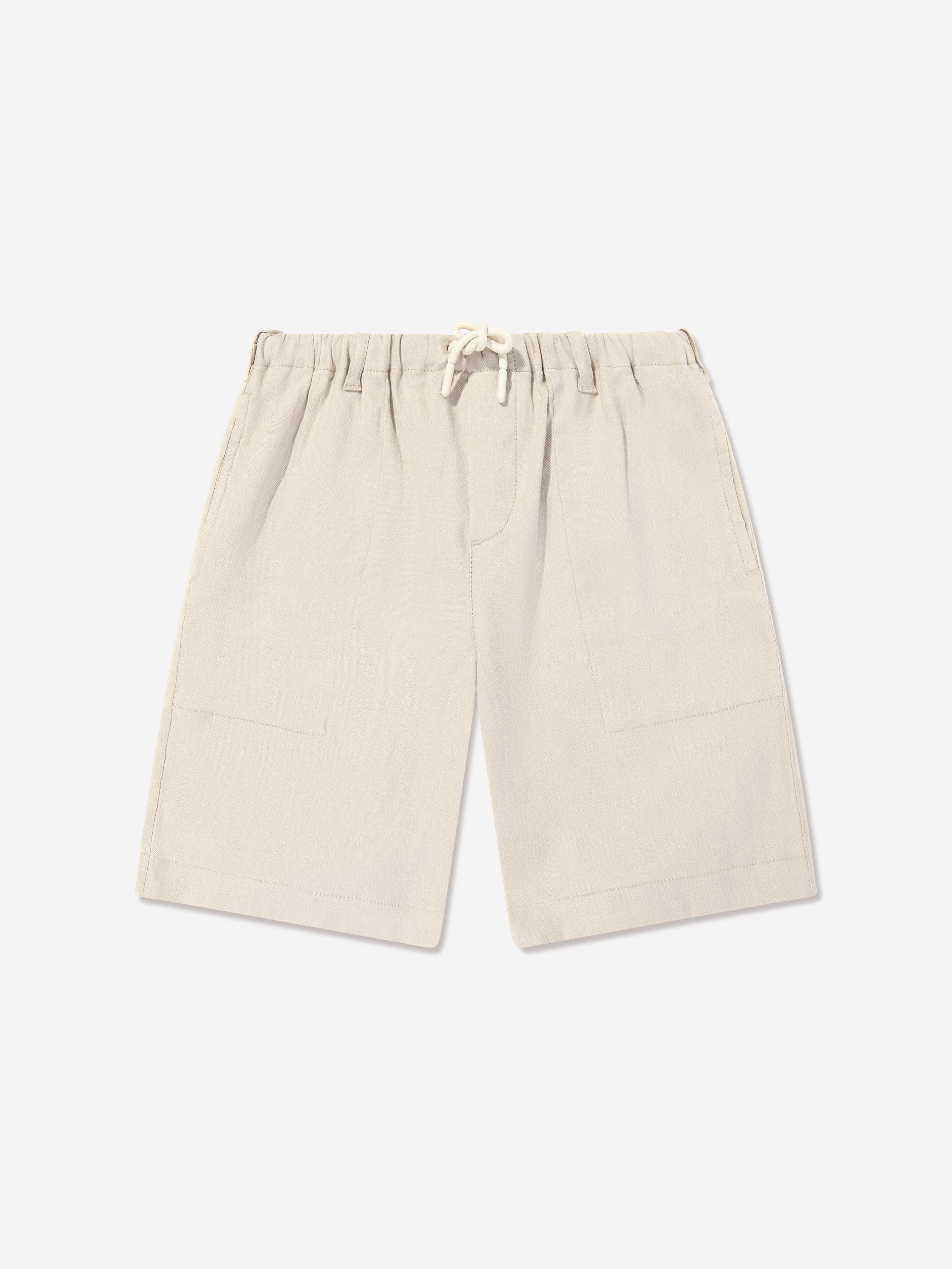 Emporio Armani Boys Linen Shirt and Shorts Set in Beige