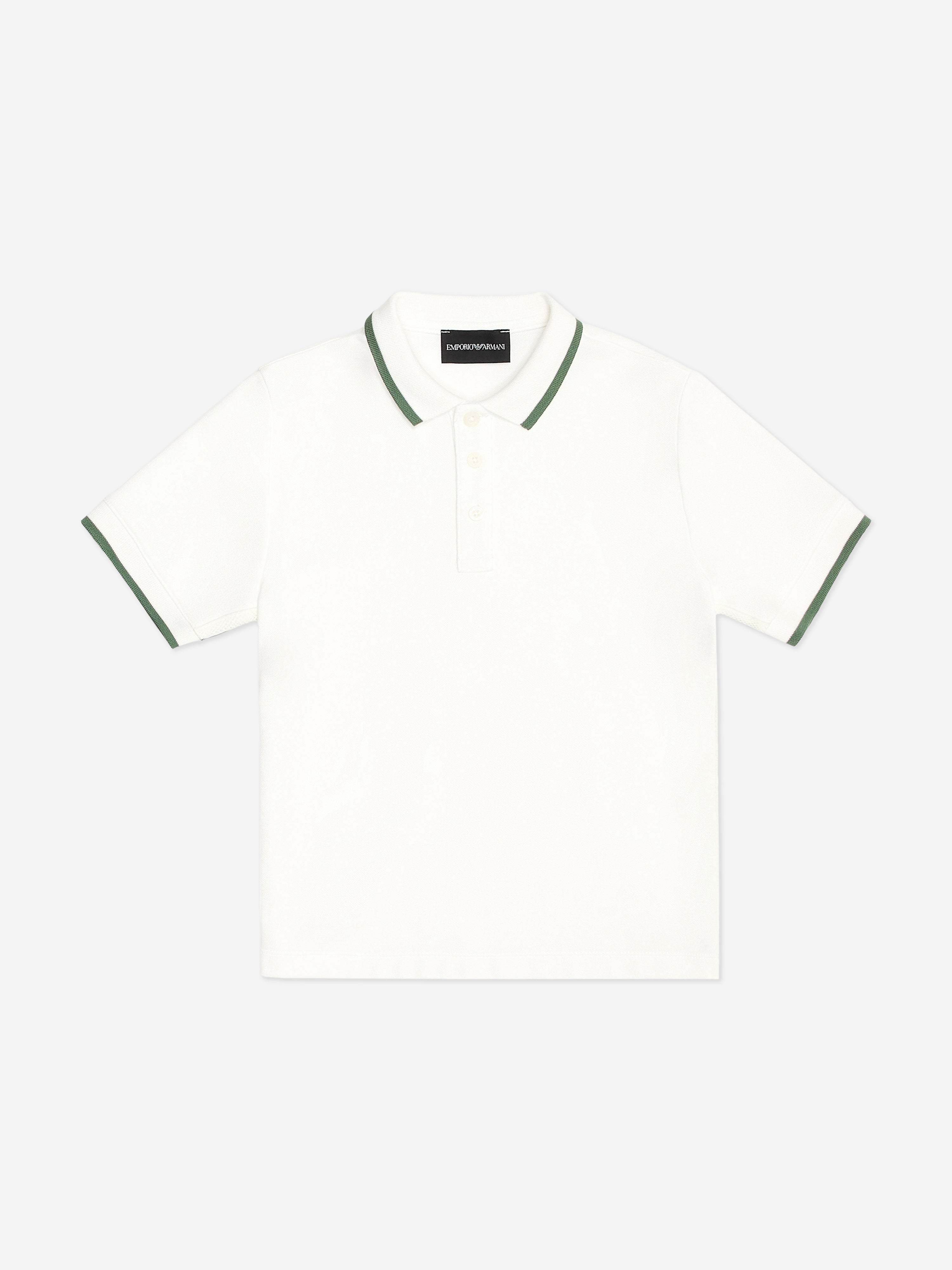 Emporio Armani Boys Logo Tape Polo Shirt in Ivory
