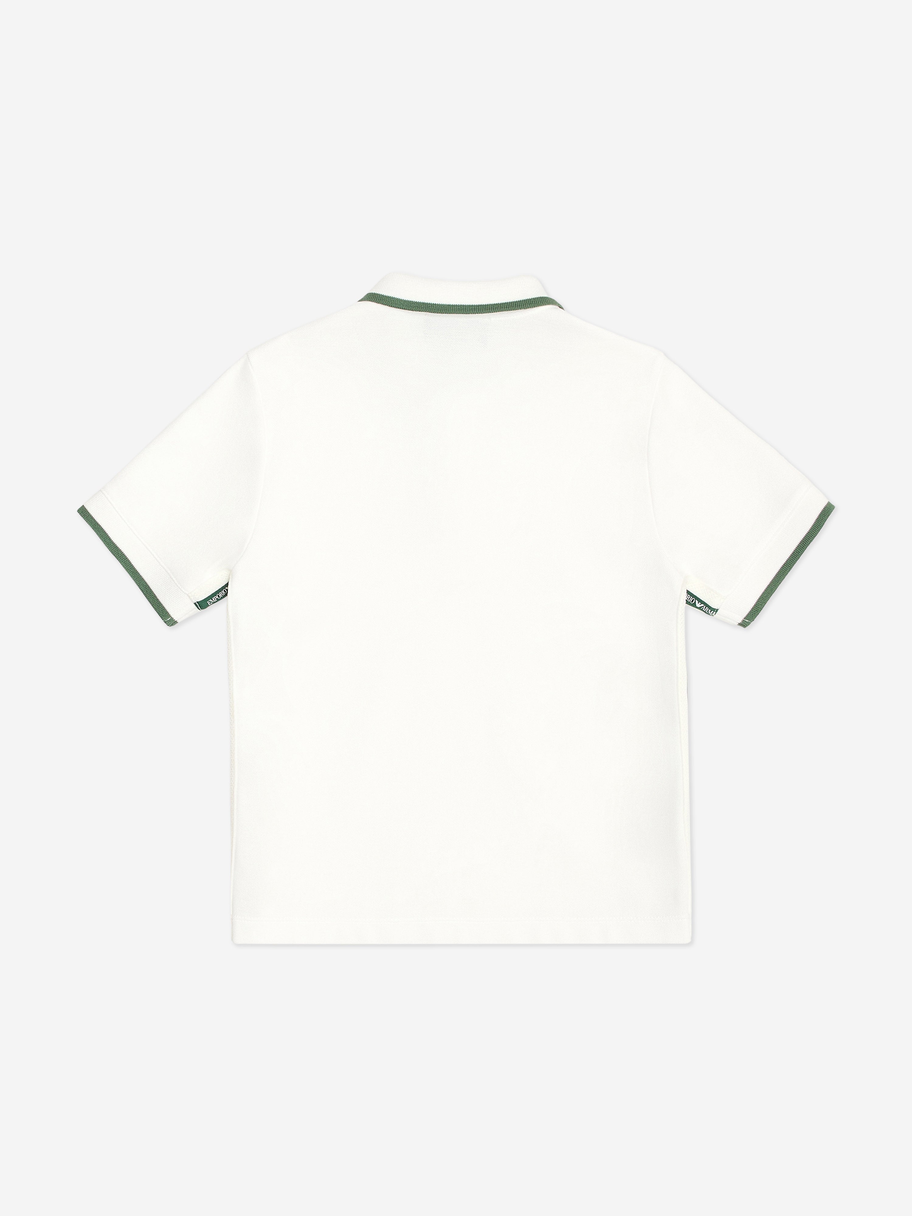 Emporio Armani Boys Logo Tape Polo Shirt in Ivory