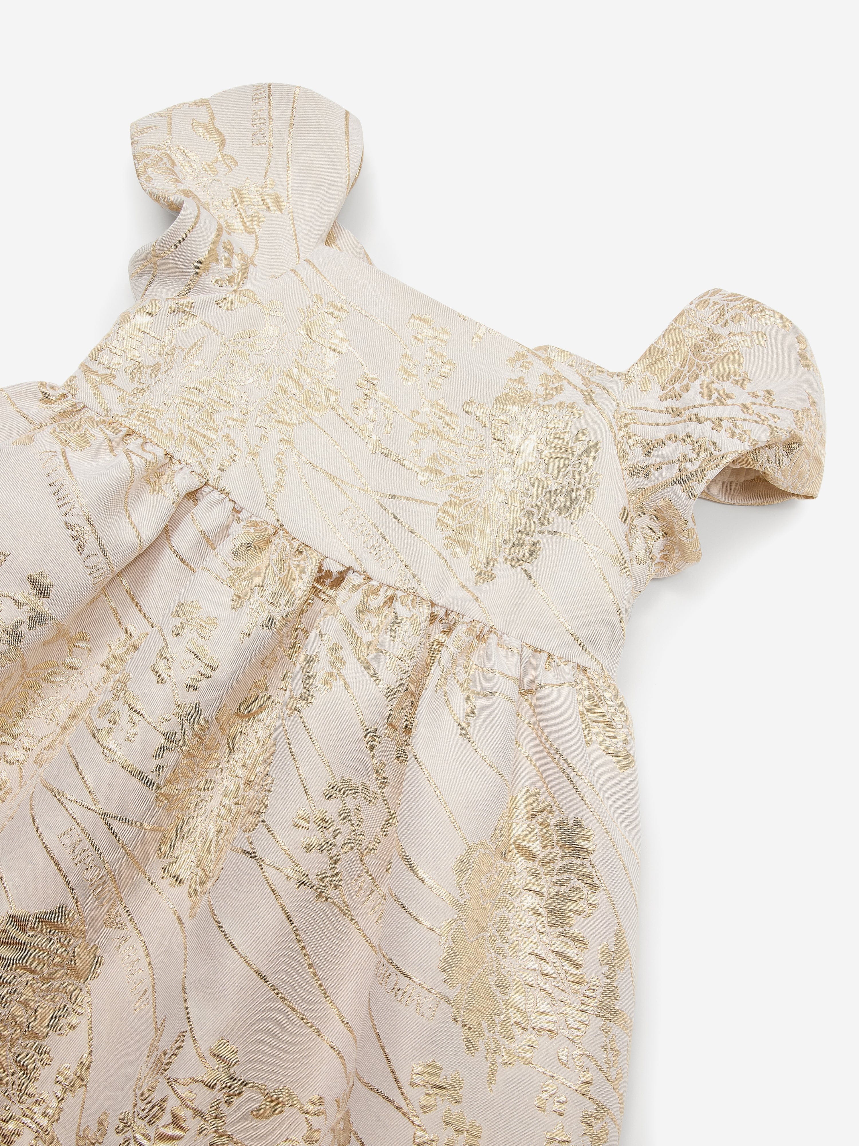 Emporio Armani Girls Brocade Dress in Gold