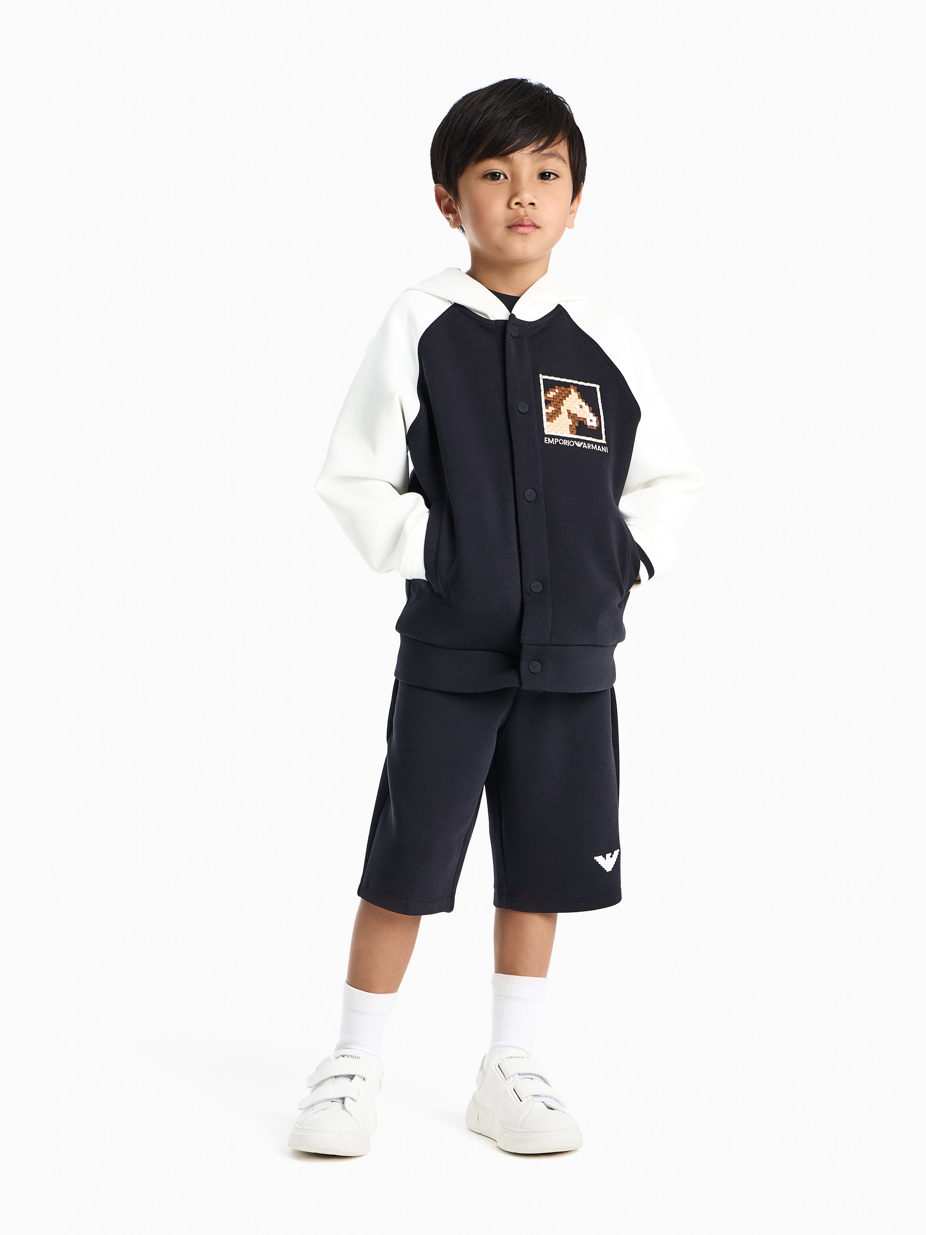 Emporio Armani Boys Lunar New Year Logo Shorts in Navy