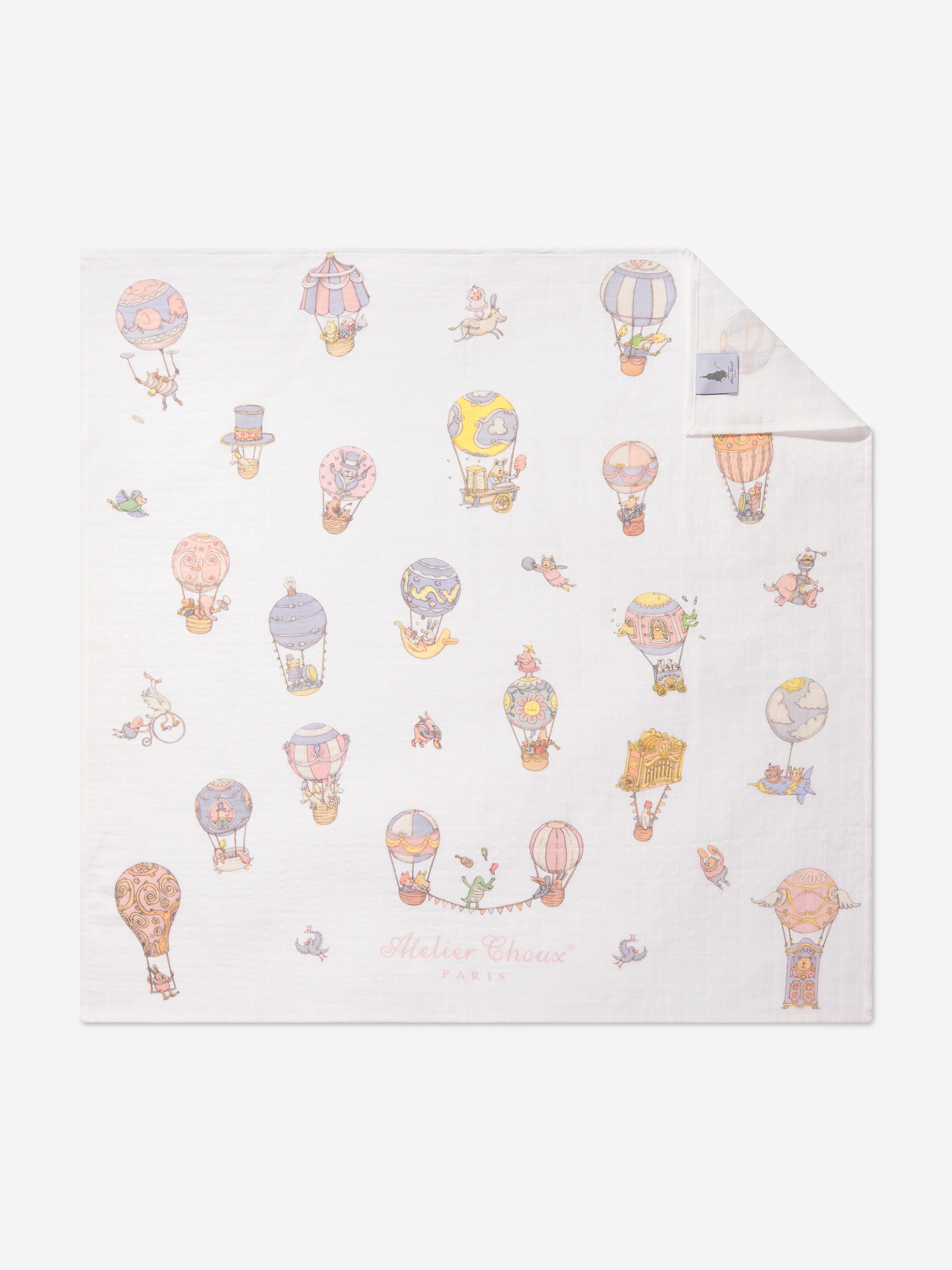 Atelier Choux Baby Pastel Circus Swaddle in White