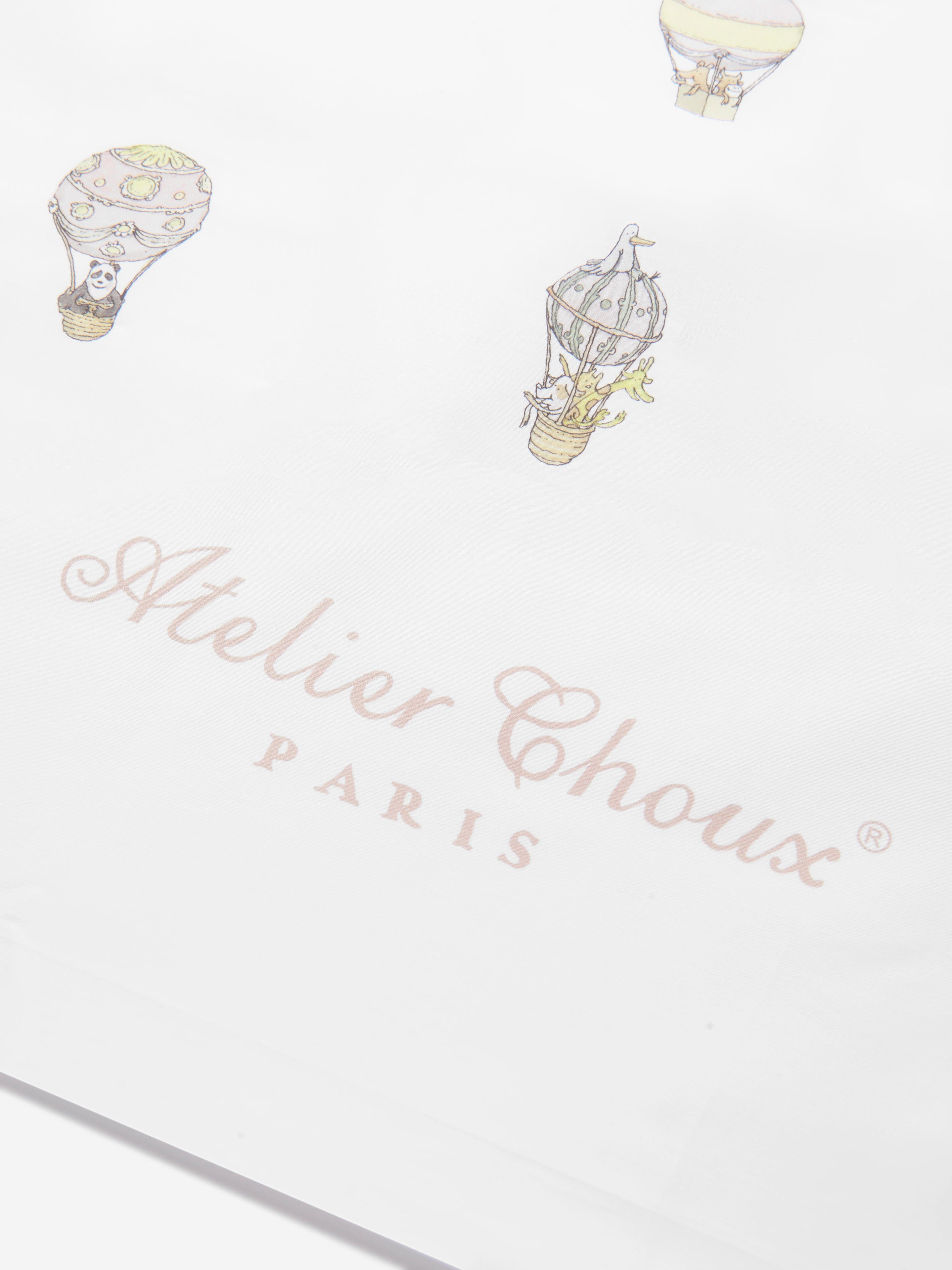 Atelier Choux Baby Hot Air Balloons Satin Duvet Cover in White