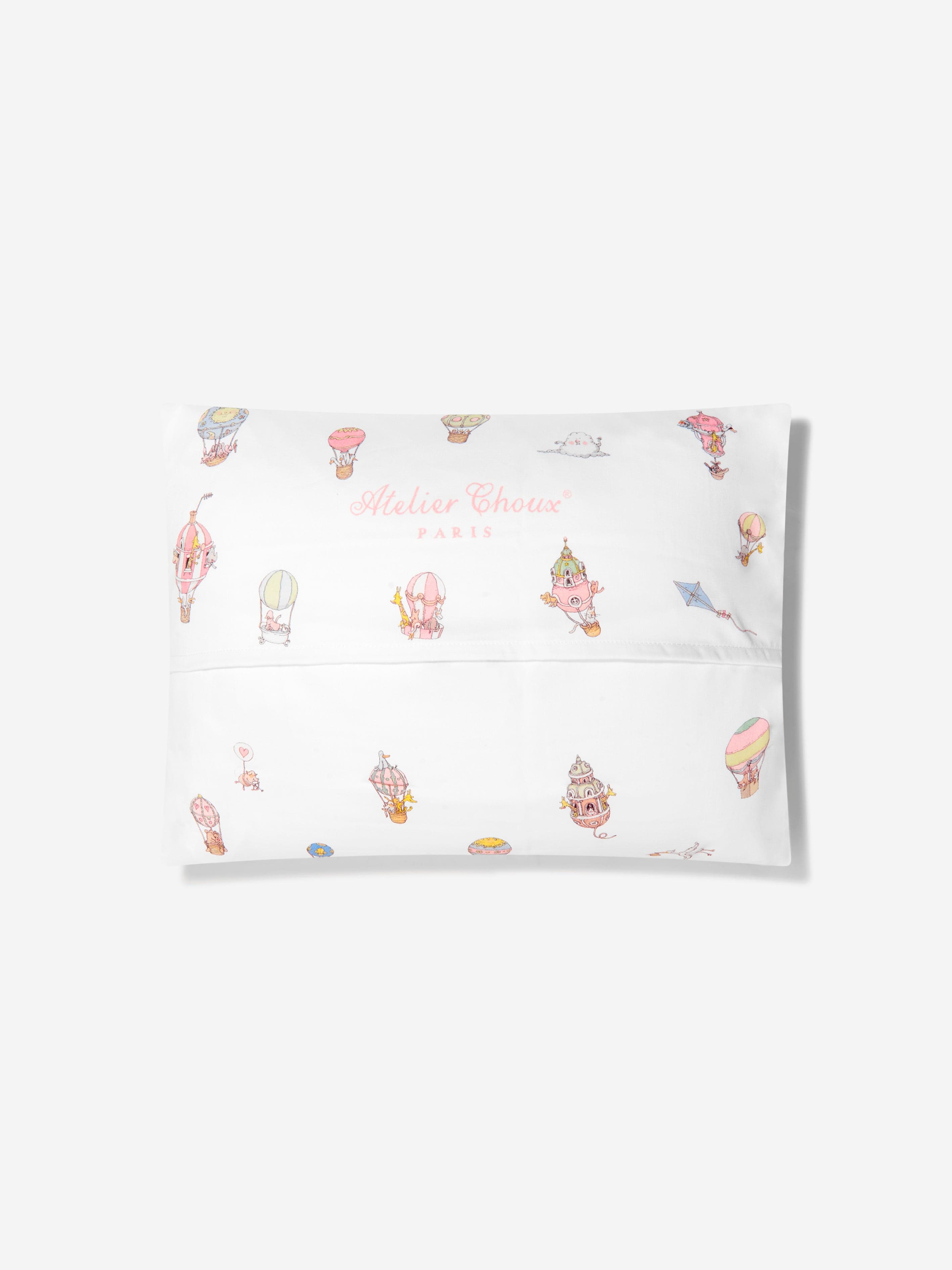 Atelier Choux Kids Hot Air Balloons Satin Cushion in White