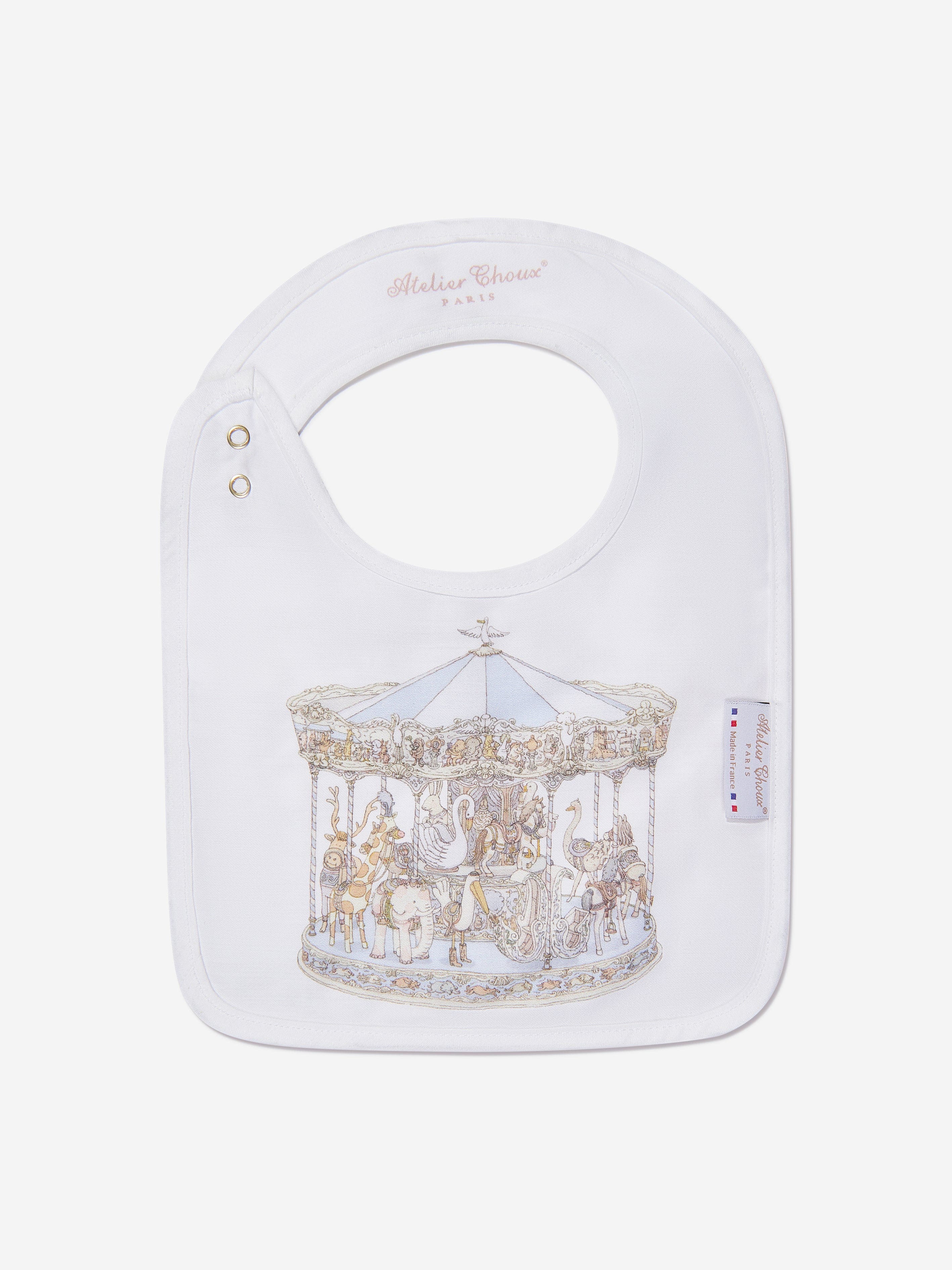 Atelier Choux Baby Boys Reversible Carousel Bib in Blue