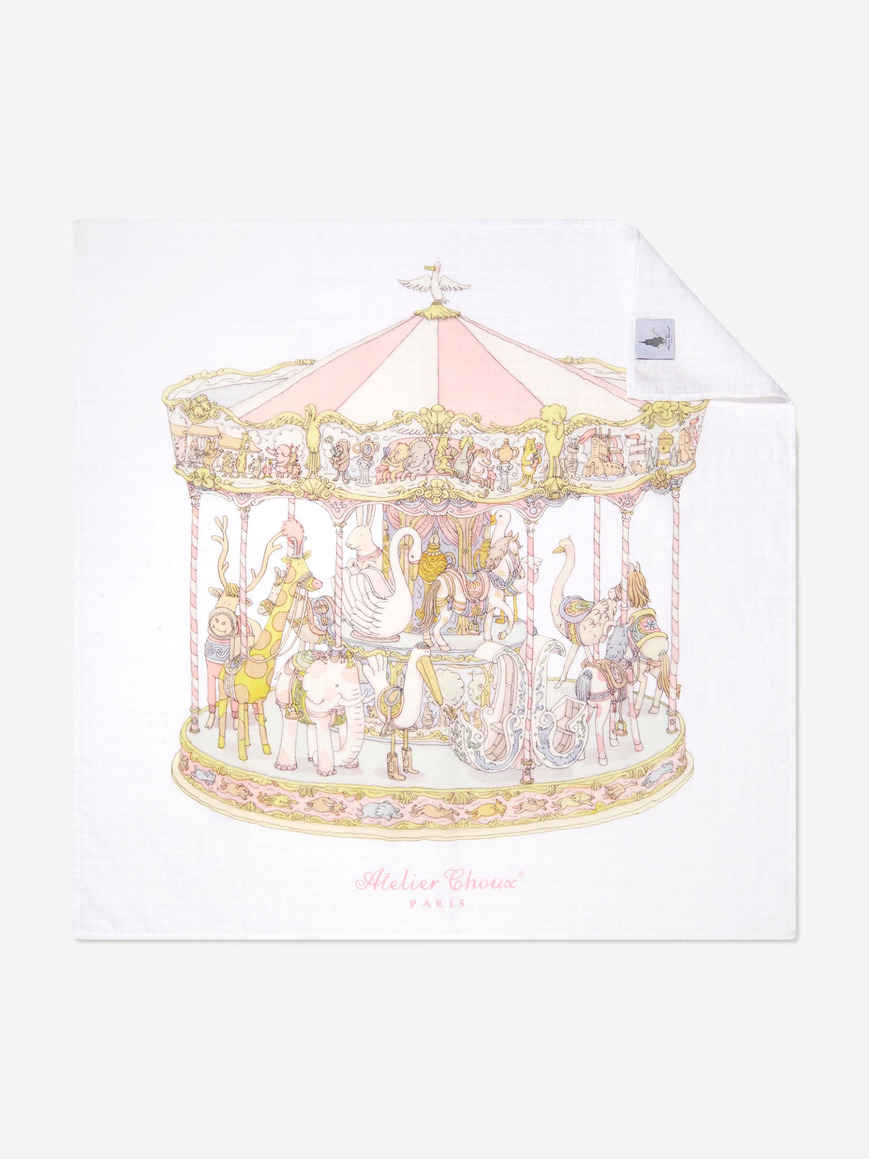 Atelier Choux Baby Girls 3 Piece Carousel Swaddle Gift Set in Multicolour