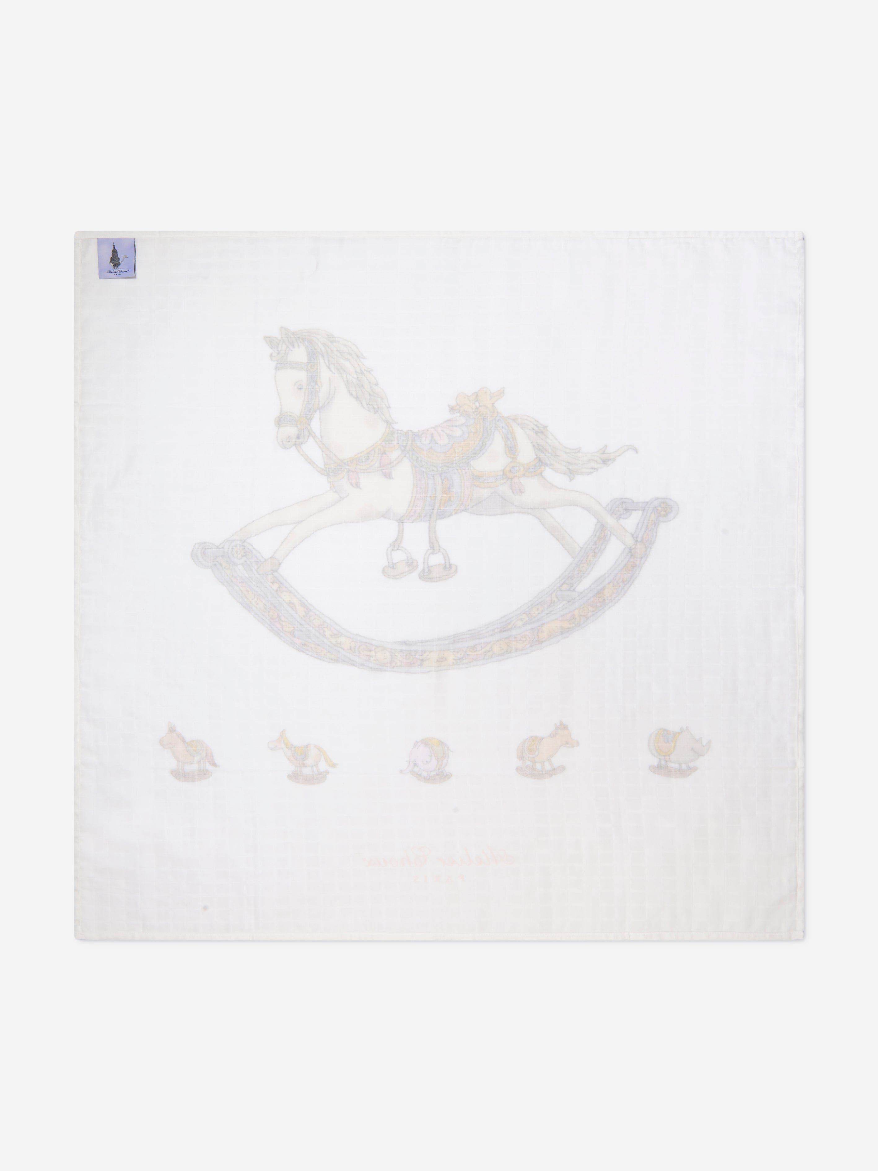 Atelier Choux Baby Rocking Horse Swaddle in White