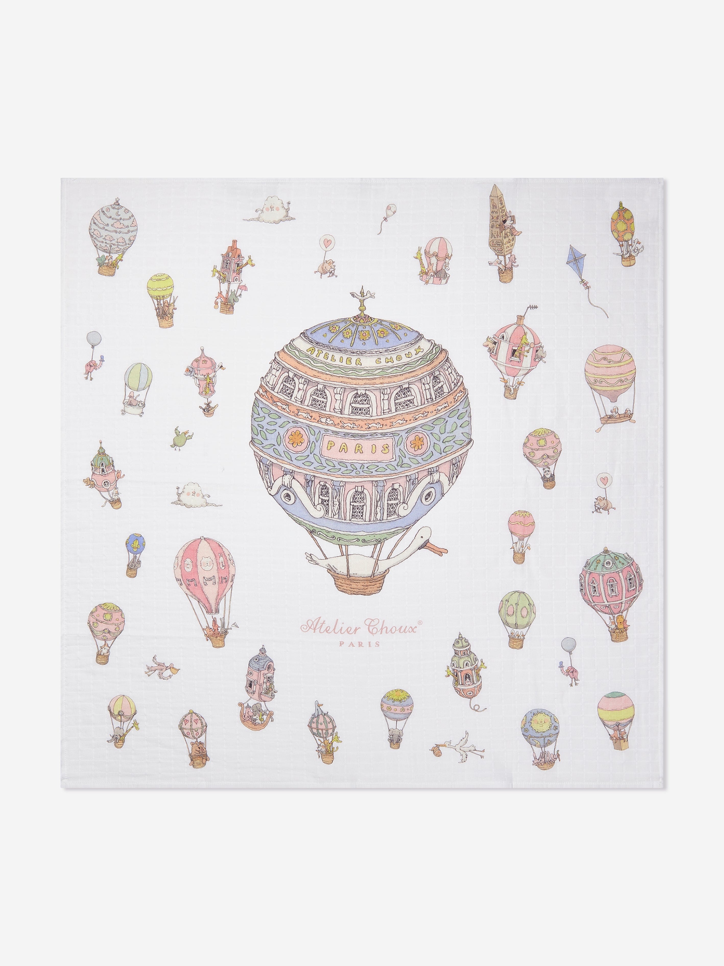 Atelier Choux Baby Hot Air Balloons Swaddle in White