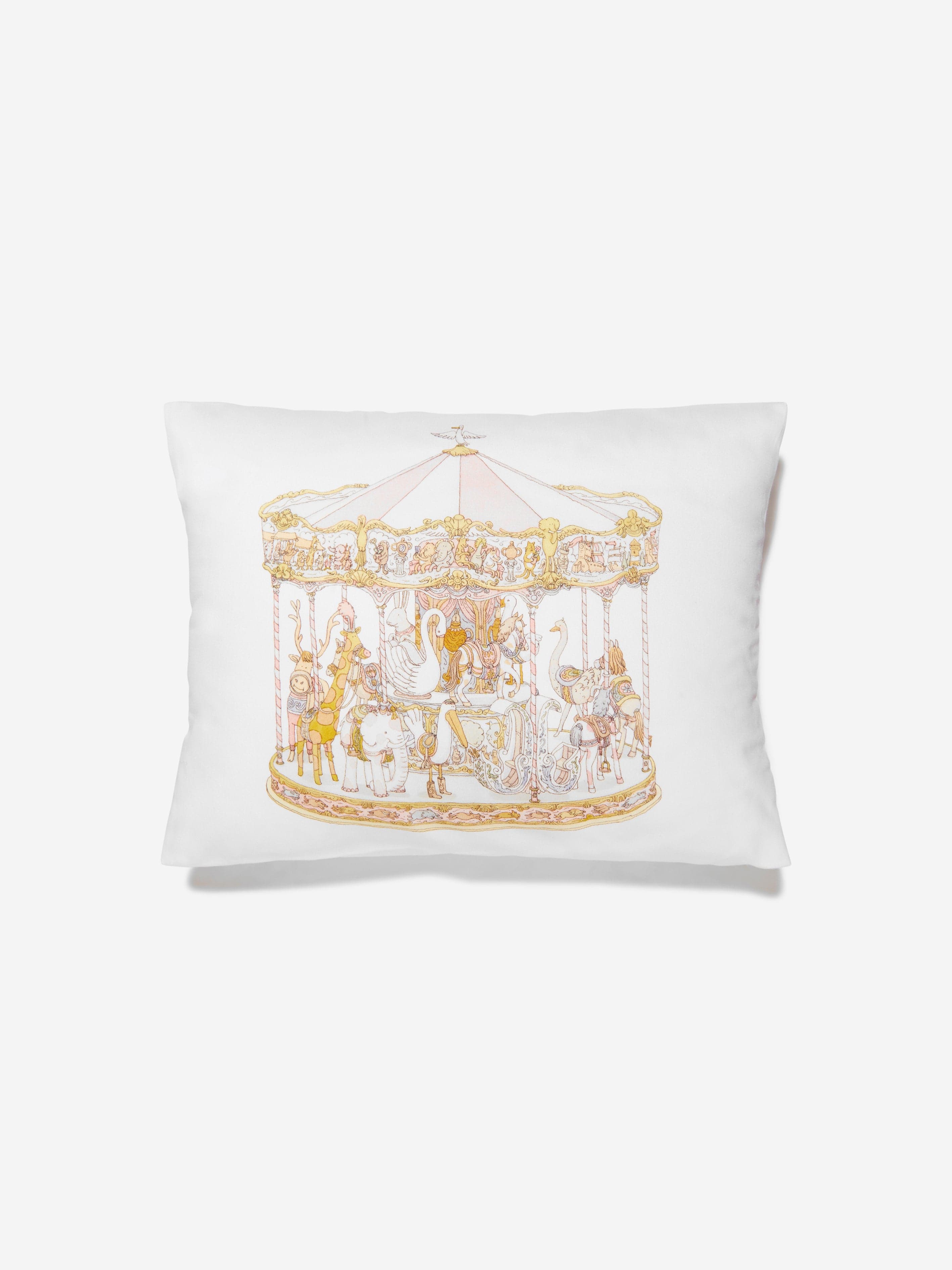 Atelier Choux Girls Carousel Satin Cushion in Pink