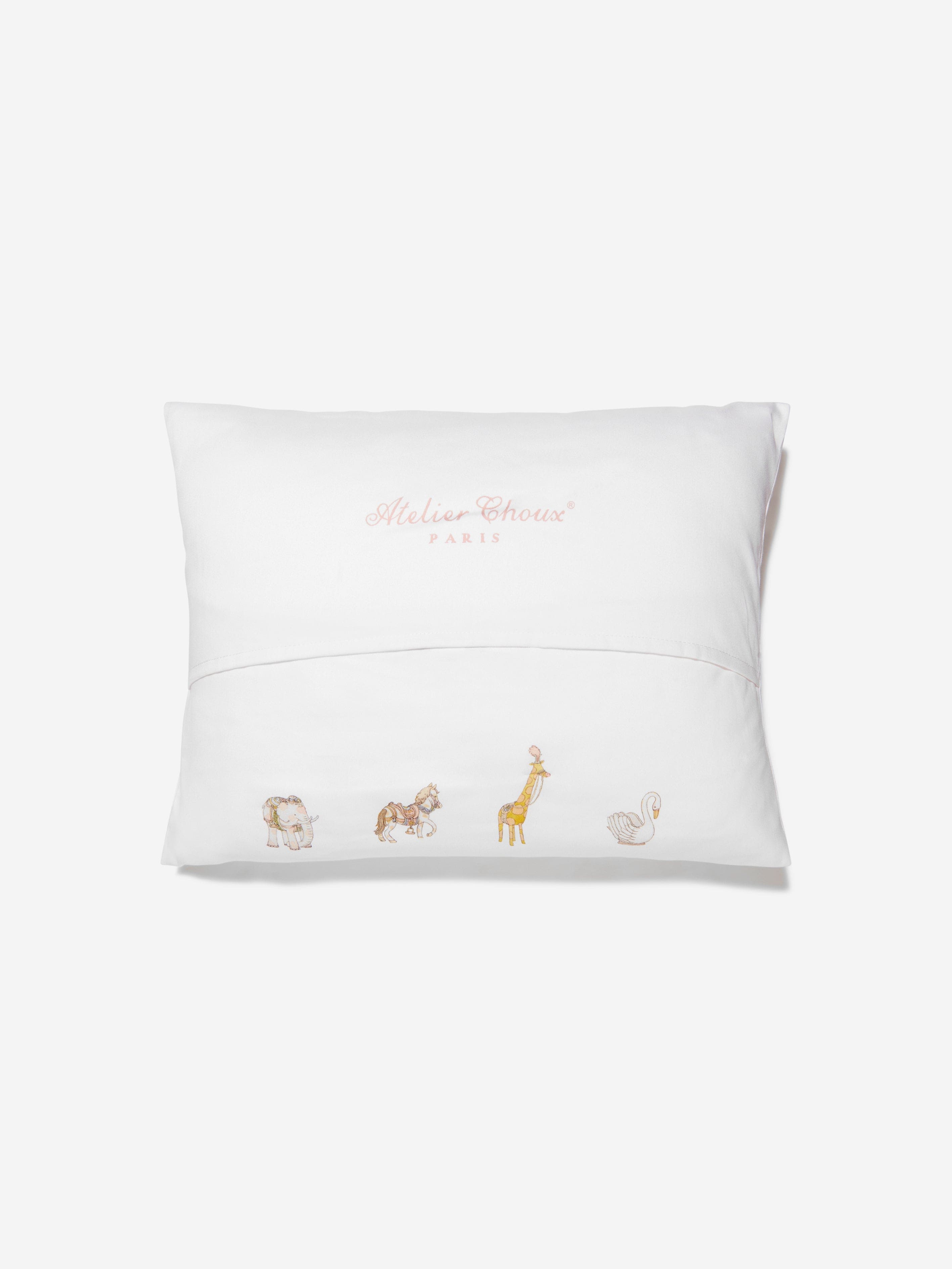 Atelier Choux Girls Carousel Satin Cushion in Pink