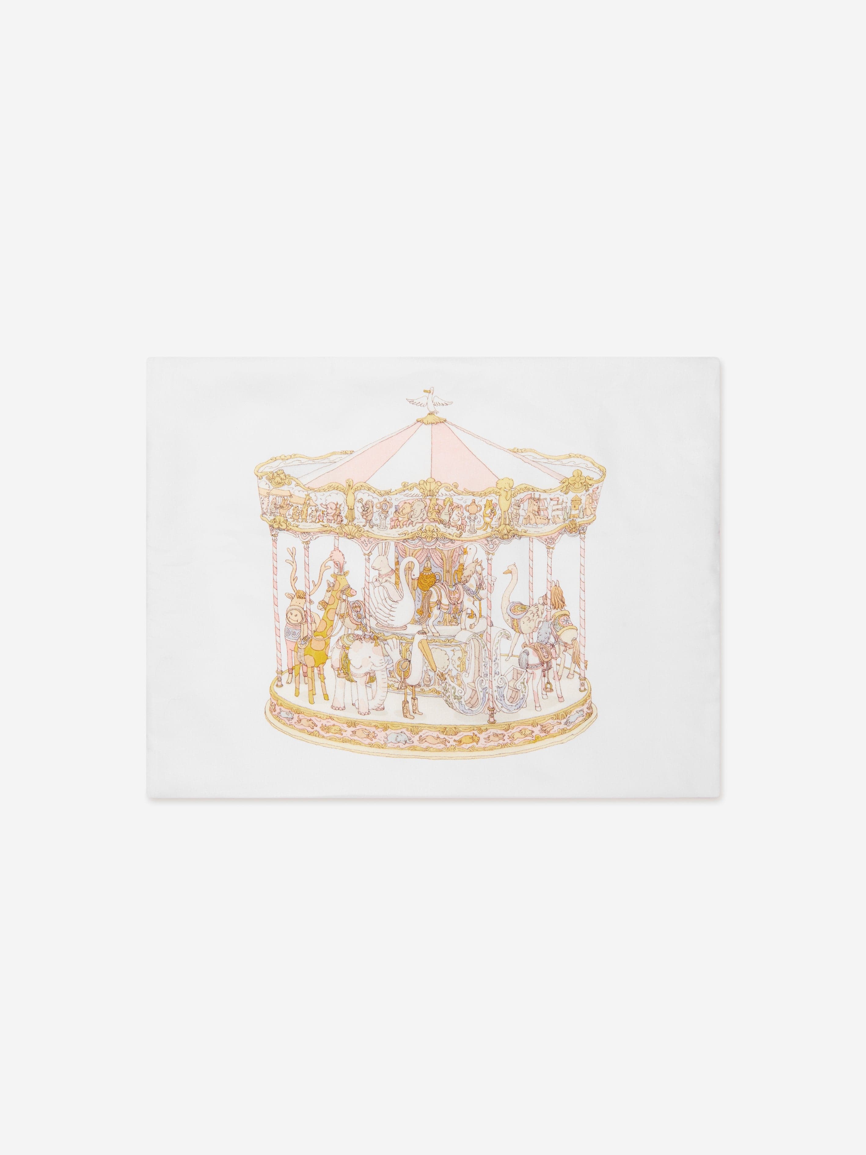 Atelier Choux Girls Carousel Satin Cushion in Pink