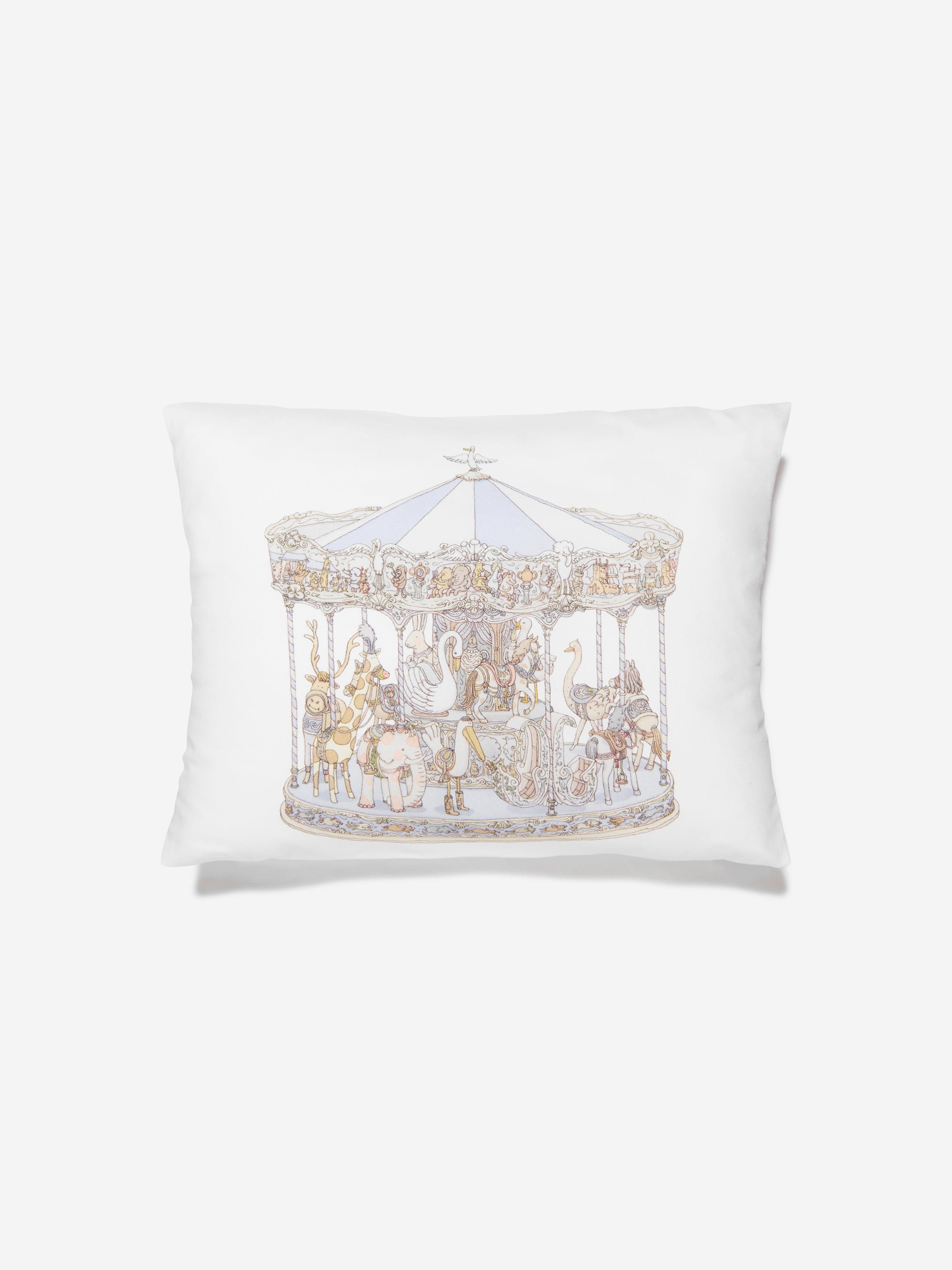 Atelier Choux Boys Carousel Satin Cushion in Blue