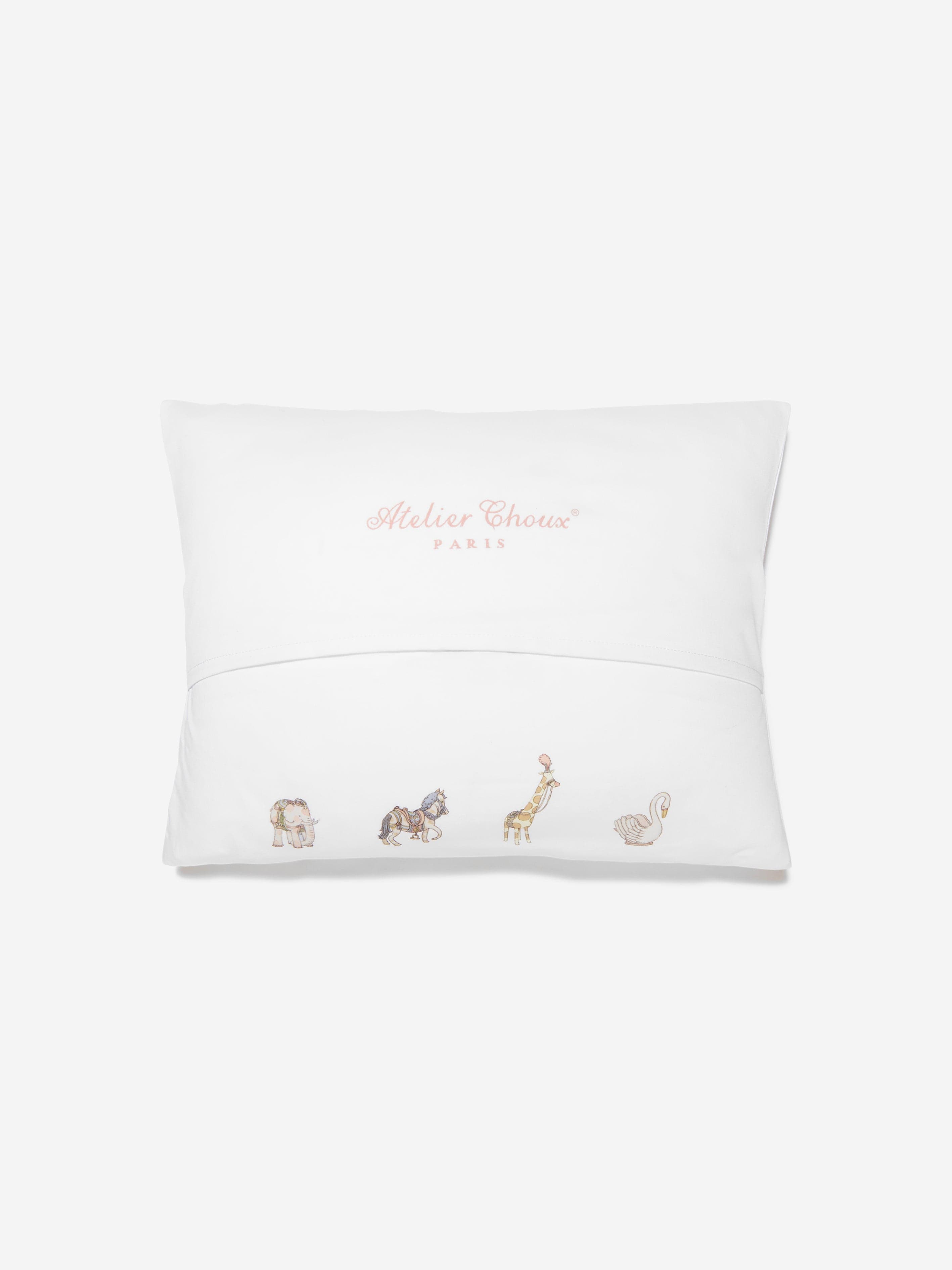 Atelier Choux Boys Carousel Satin Cushion in Blue