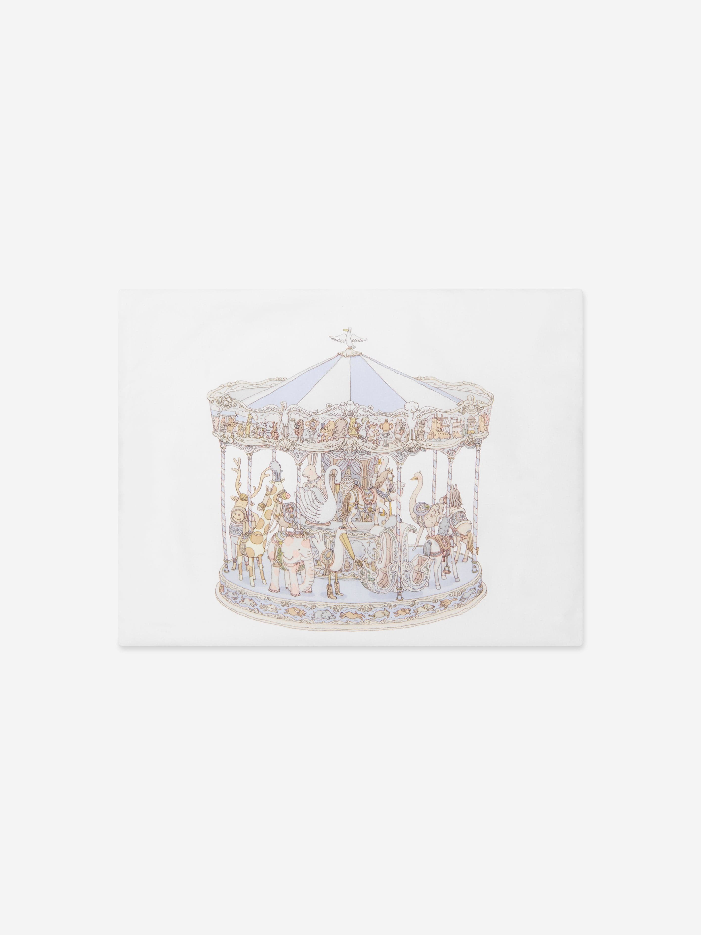 Atelier Choux Boys Carousel Satin Cushion in Blue