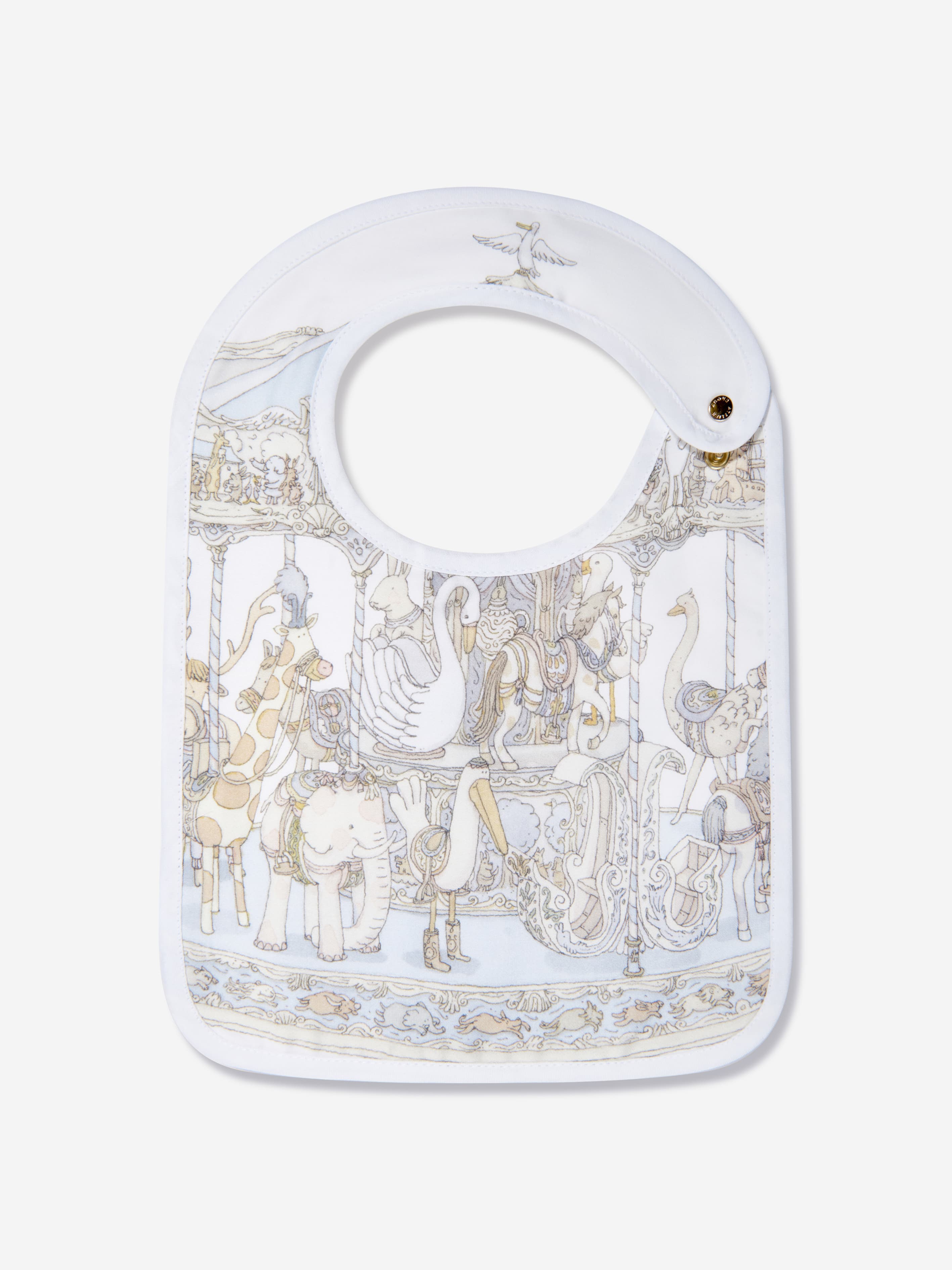 Atelier Choux Baby Boys Carousel Swaddle And Satin Bib Gift Set in Blue
