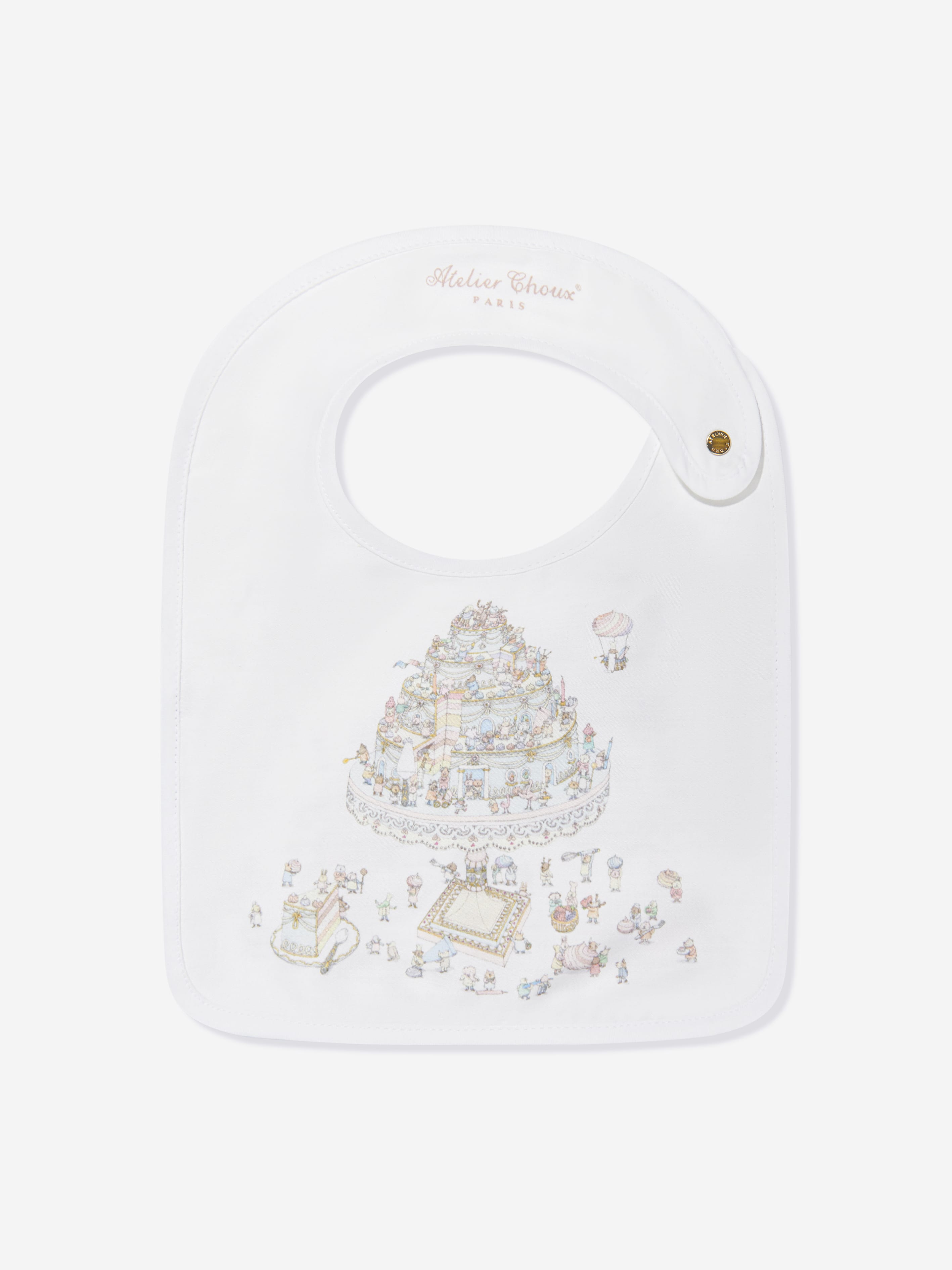Atelier Choux Baby Satin Le Gateau Bib in White