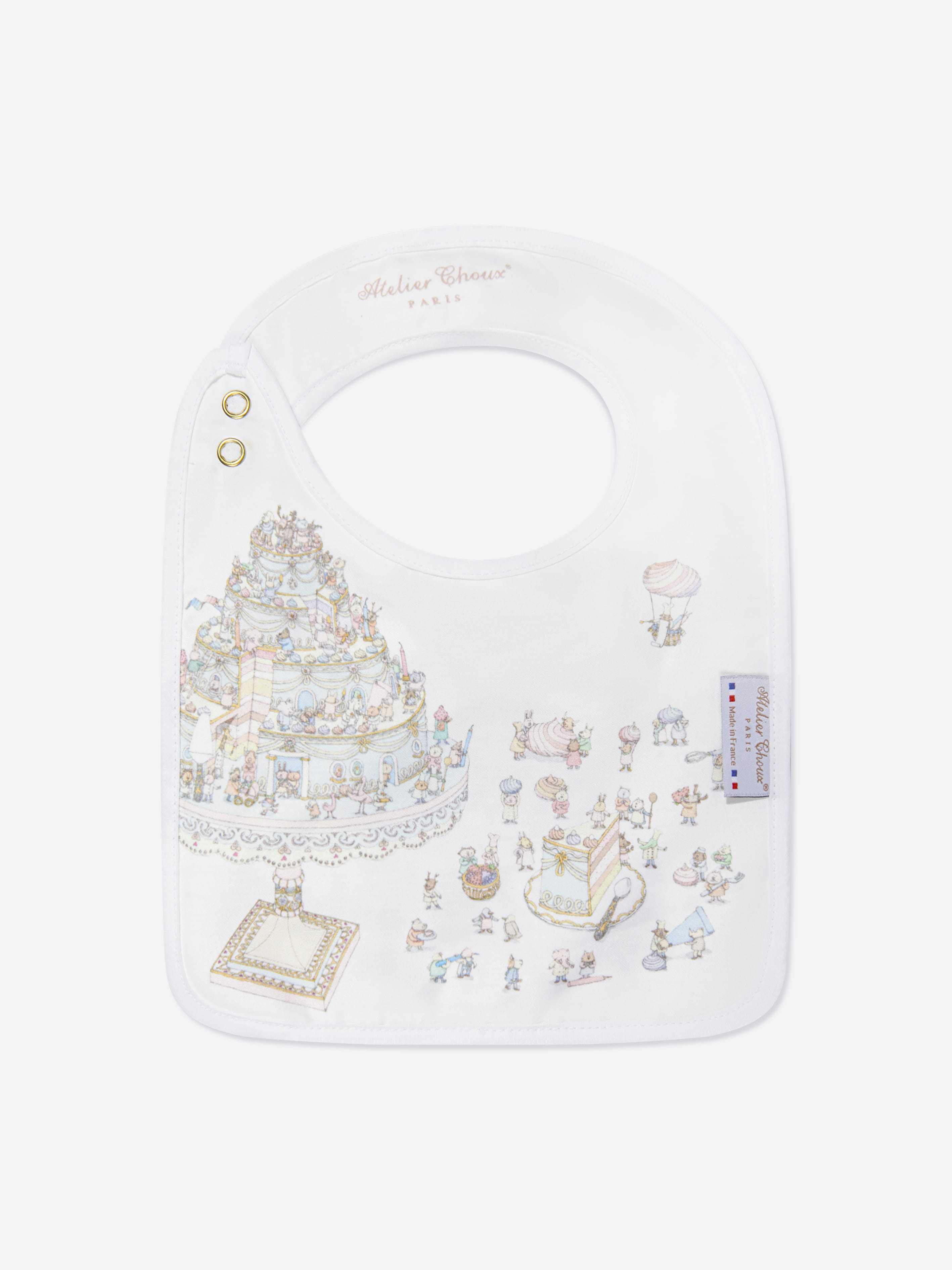Atelier Choux Baby Satin Le Gateau Bib in White