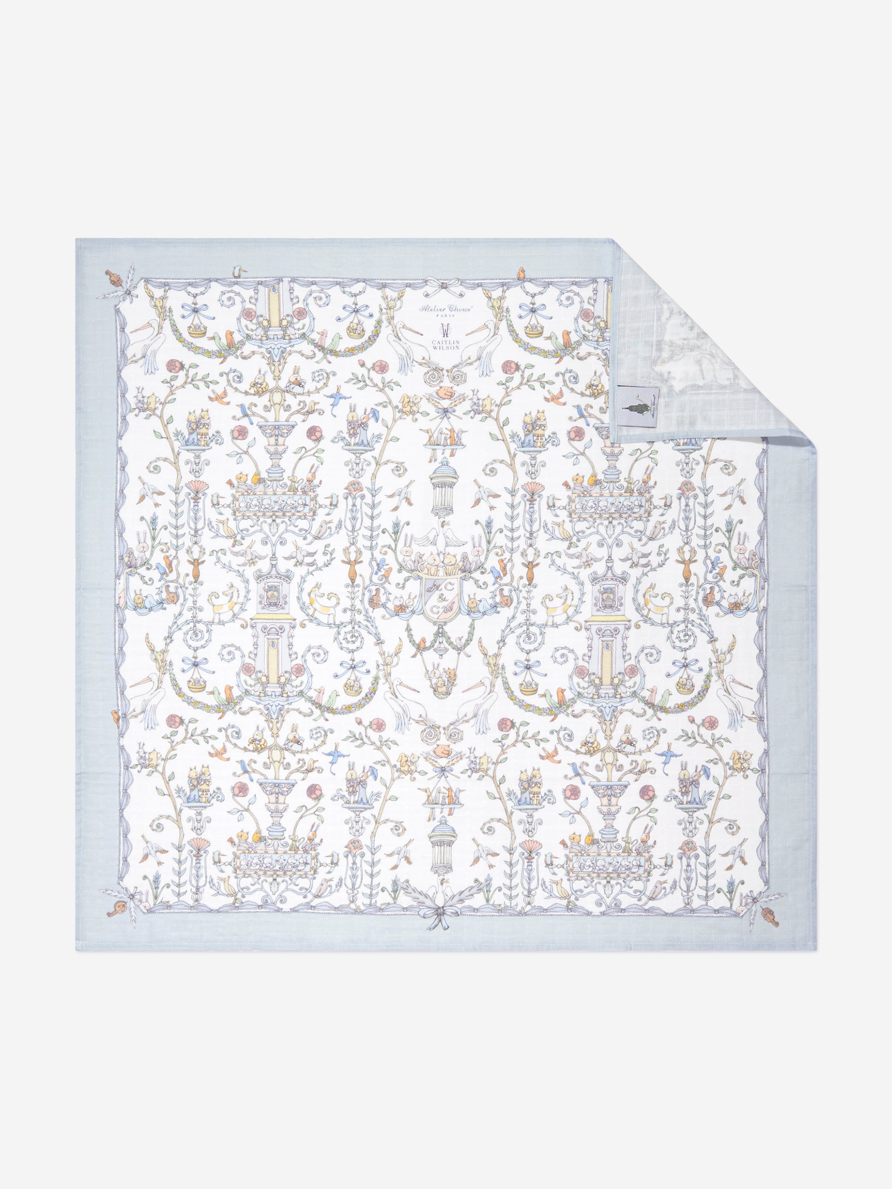 Atelier Choux Baby Boys Toile De Jouy Atelier Choux & Caitlin Wilson Swaddle in Blue (100cm)