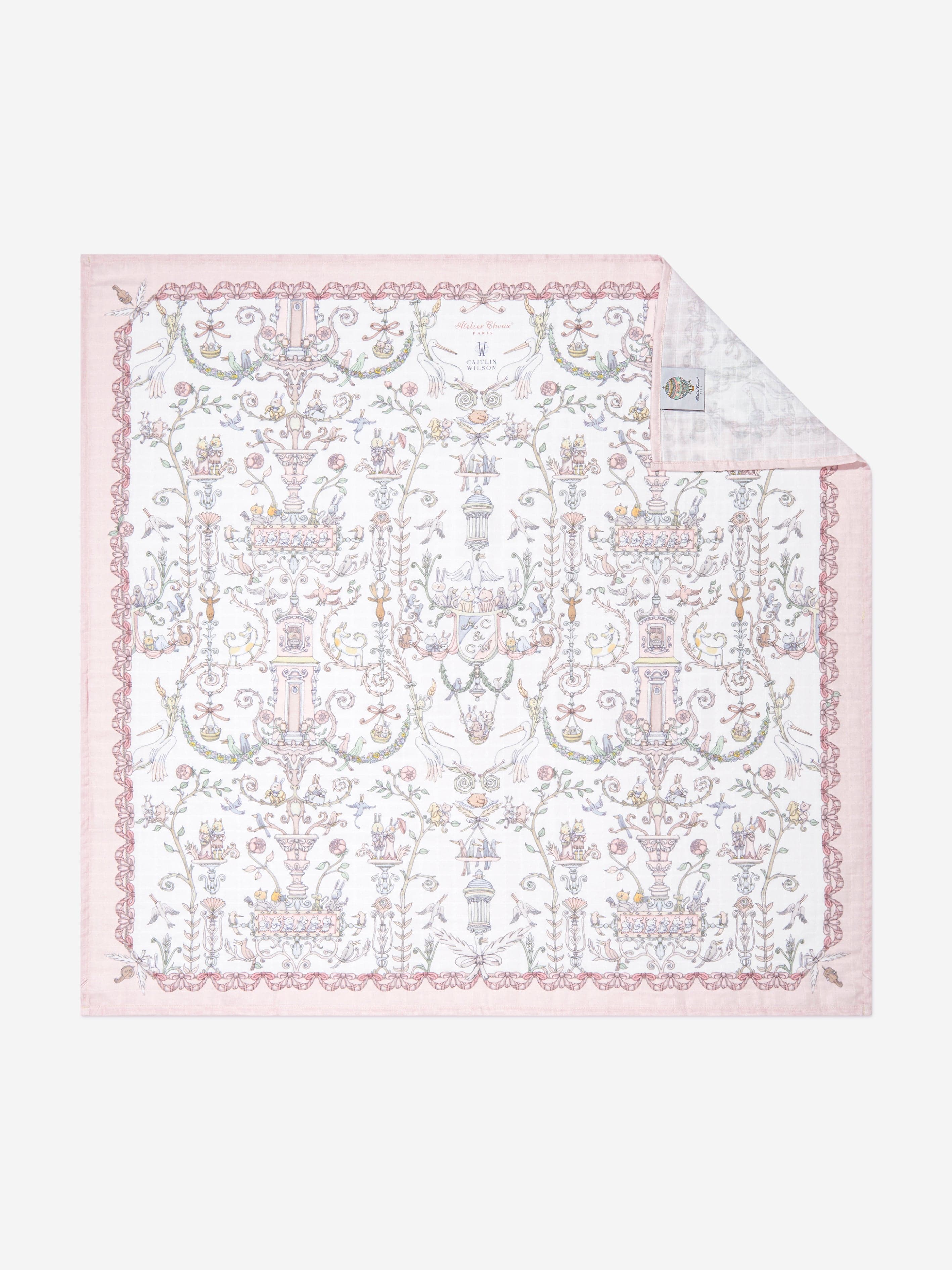 Atelier Choux Baby Girls Toile De Jouy Atelier Choux & Caitlin Wilson Swaddle in Pink (100cm)