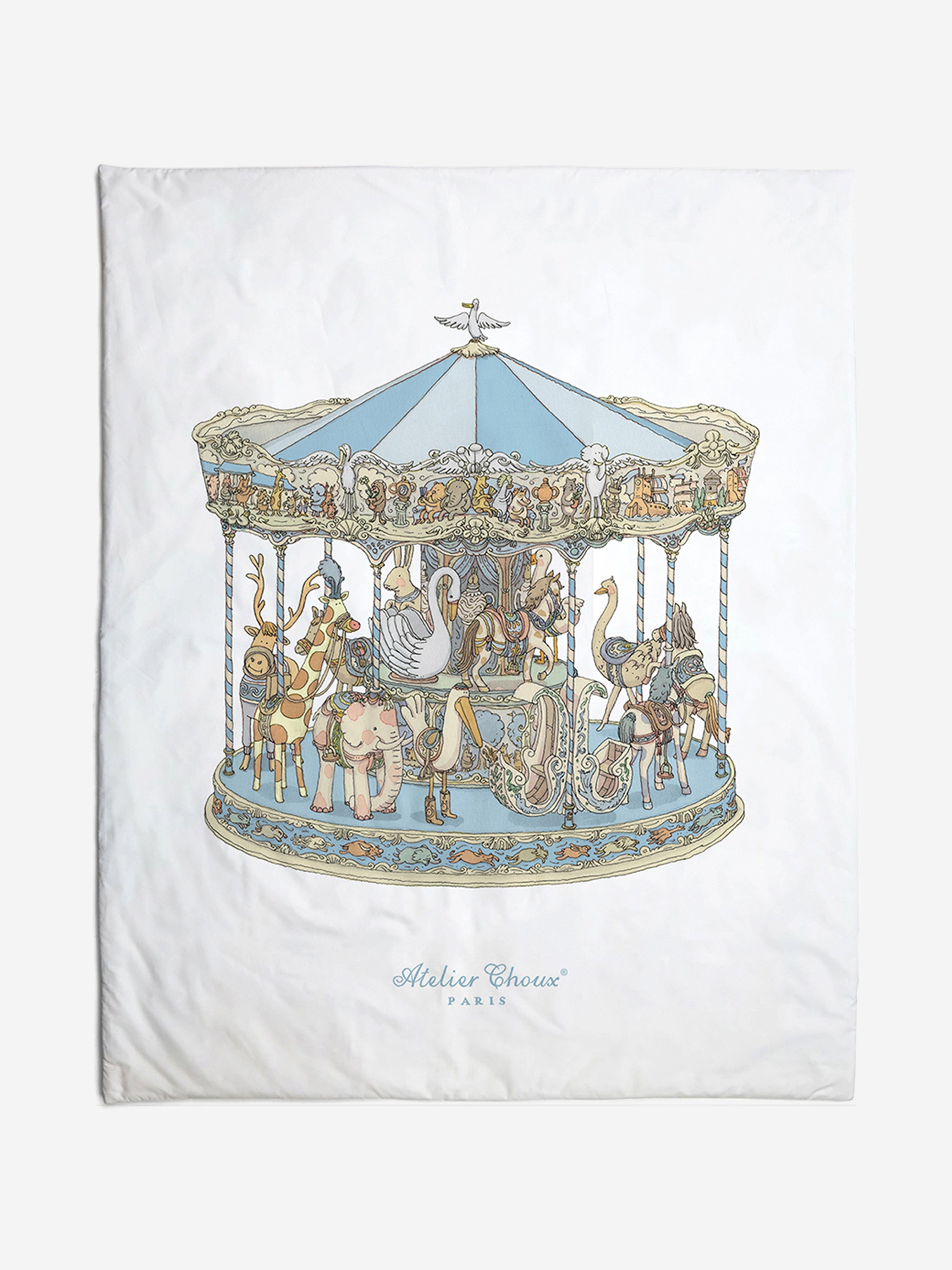 Atelier Choux Baby Reversible Hot Air Balloons / Carousel  Quilt in Blue (130cm)