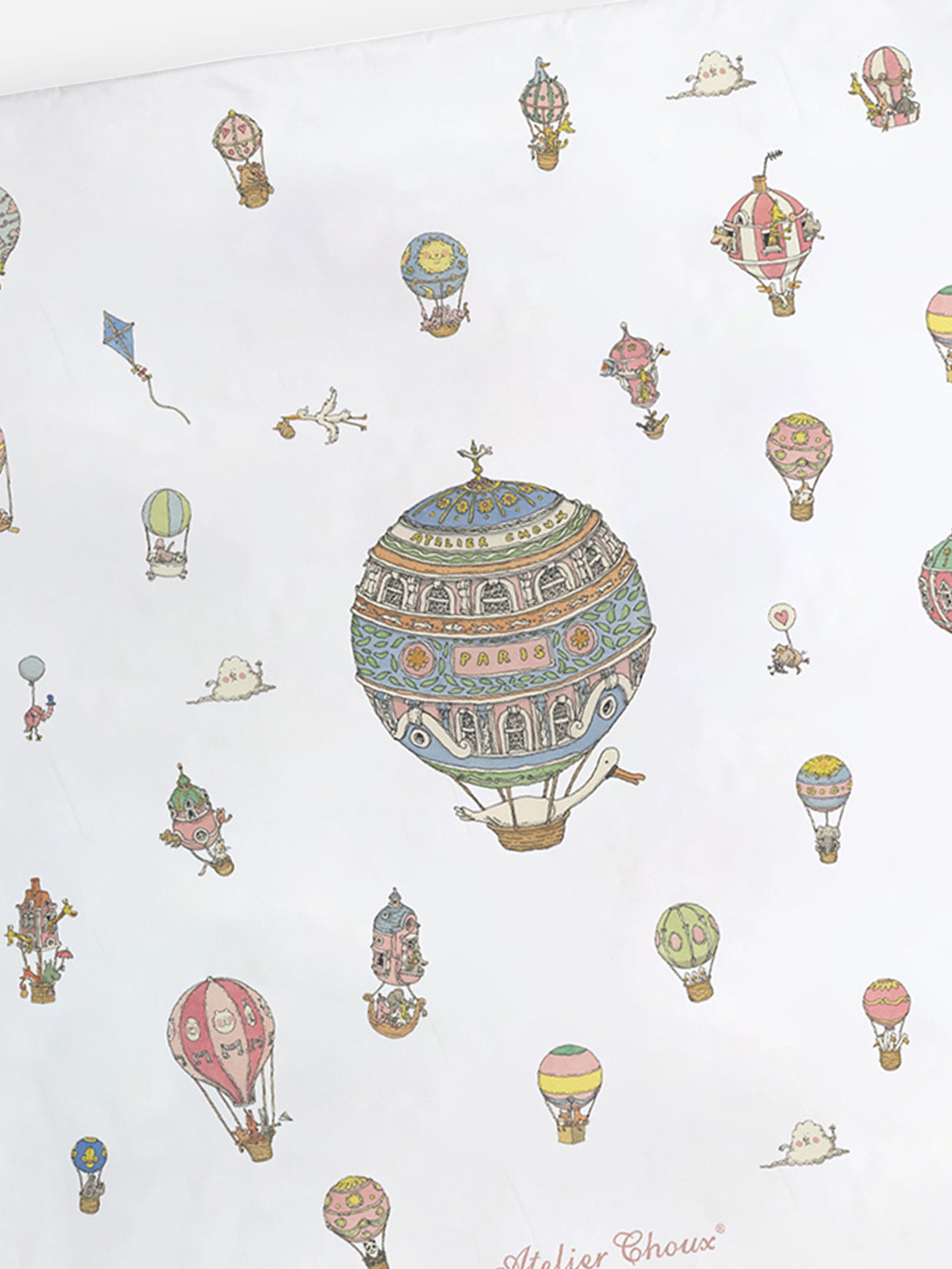 Atelier Choux Baby Reversible Hot Air Balloons / Carousel  Quilt in Blue (130cm)