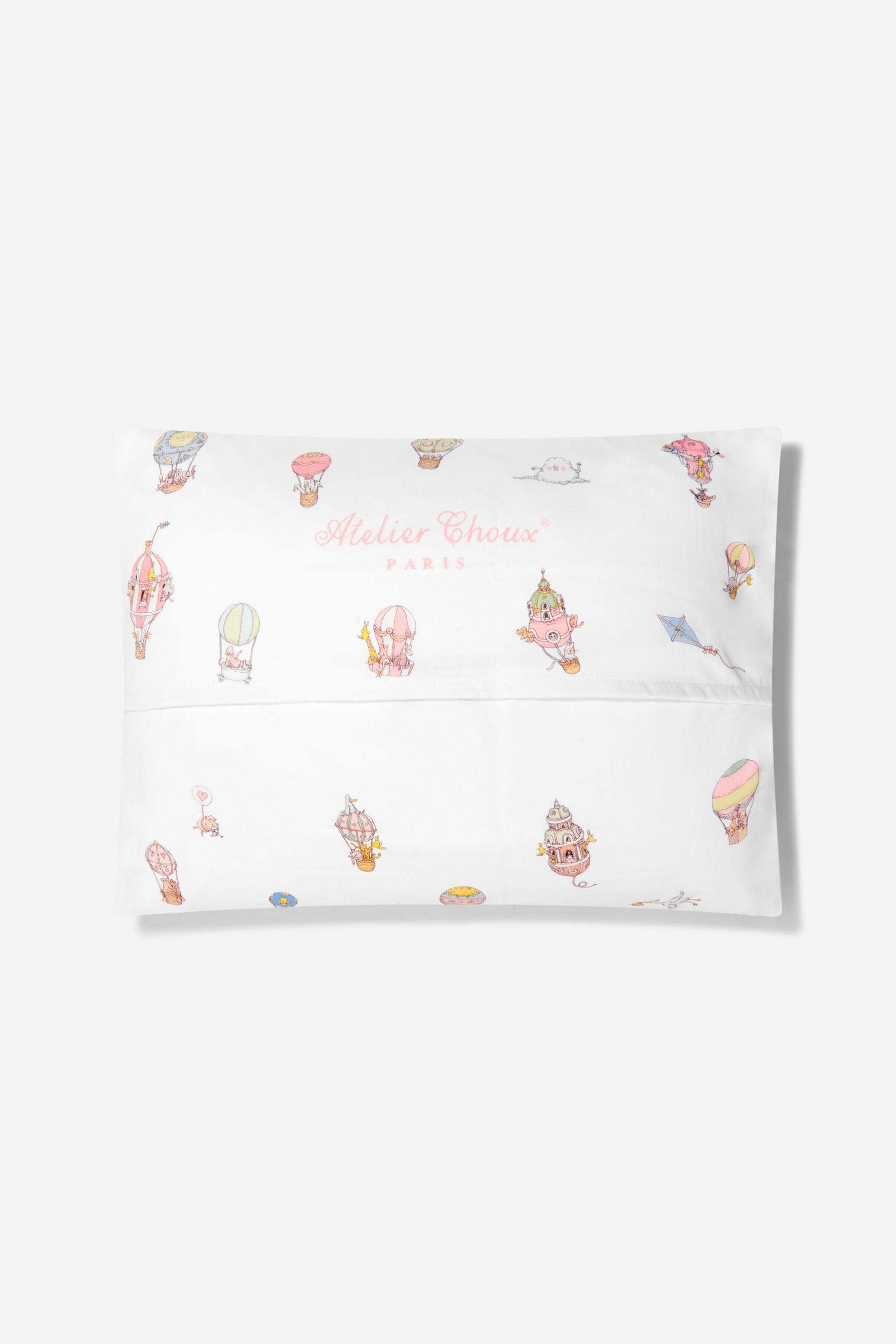 Atelier Choux Kids Hot Air Balloons Satin Cushion in White