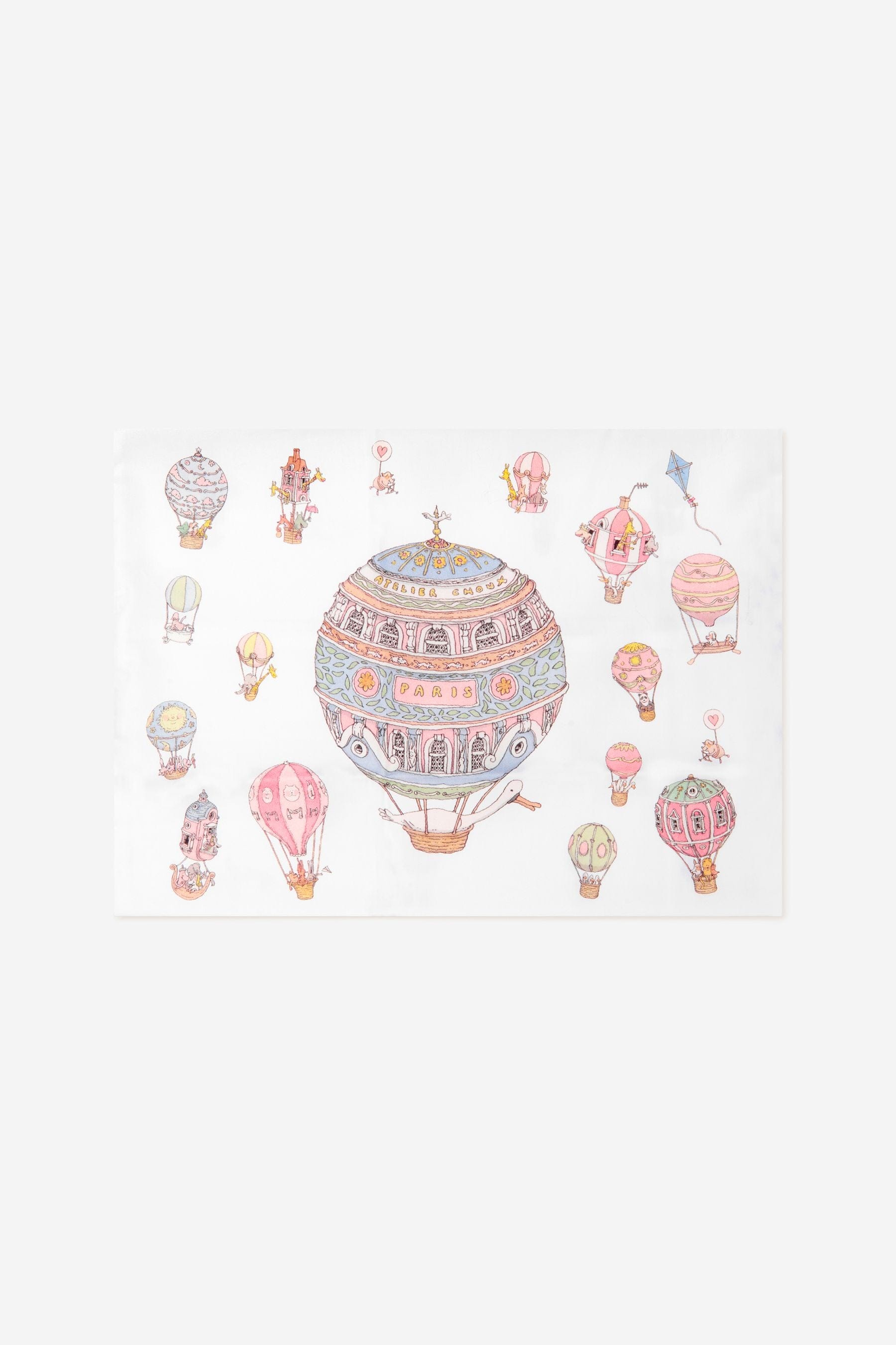 Atelier Choux Kids Hot Air Balloons Satin Cushion in White