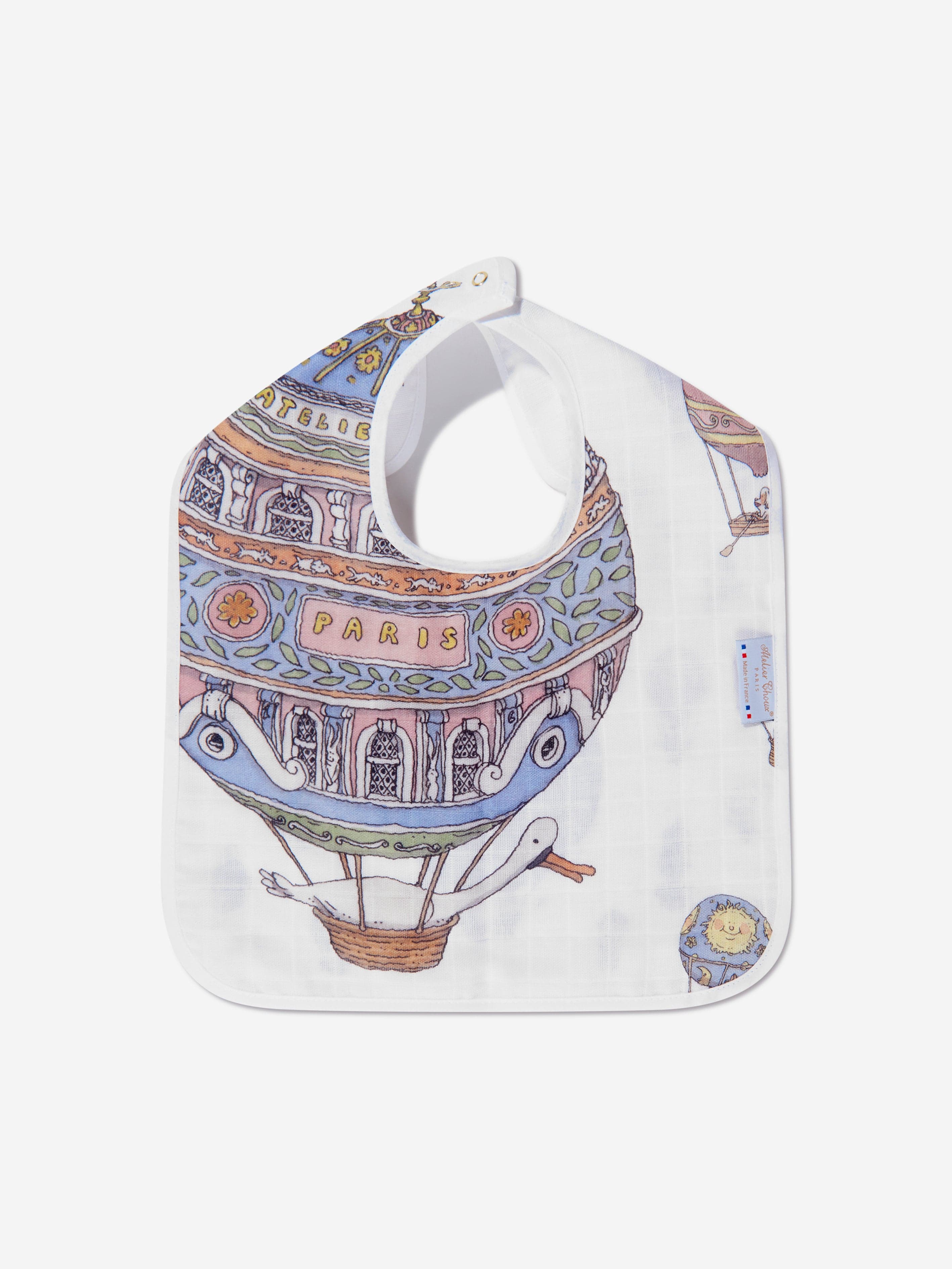 Atelier Choux Baby Hot Air Balloons Large Bib in White