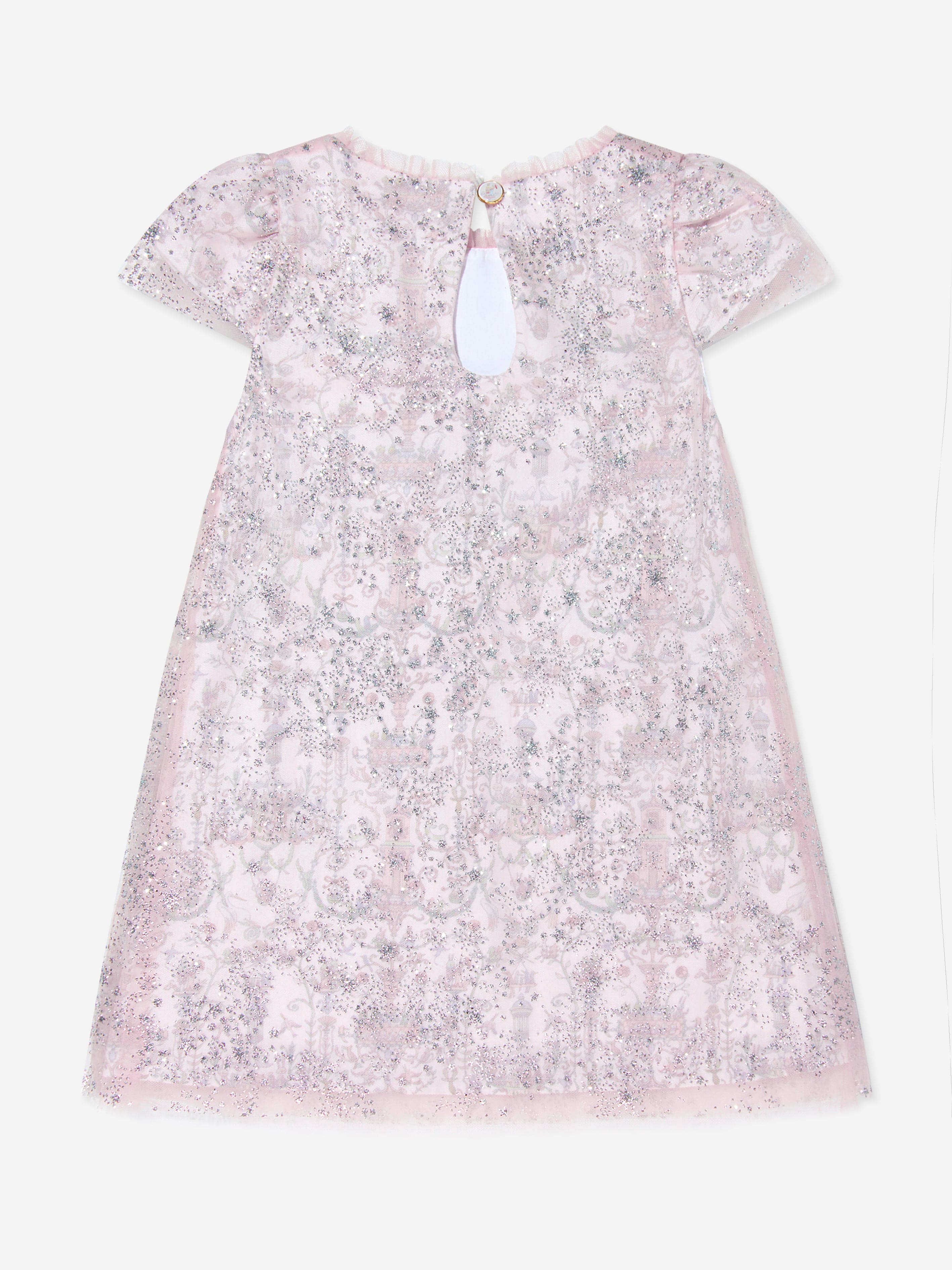 Atelier Choux Baby Girls Glittery Toile de Jouy Dress in Pink