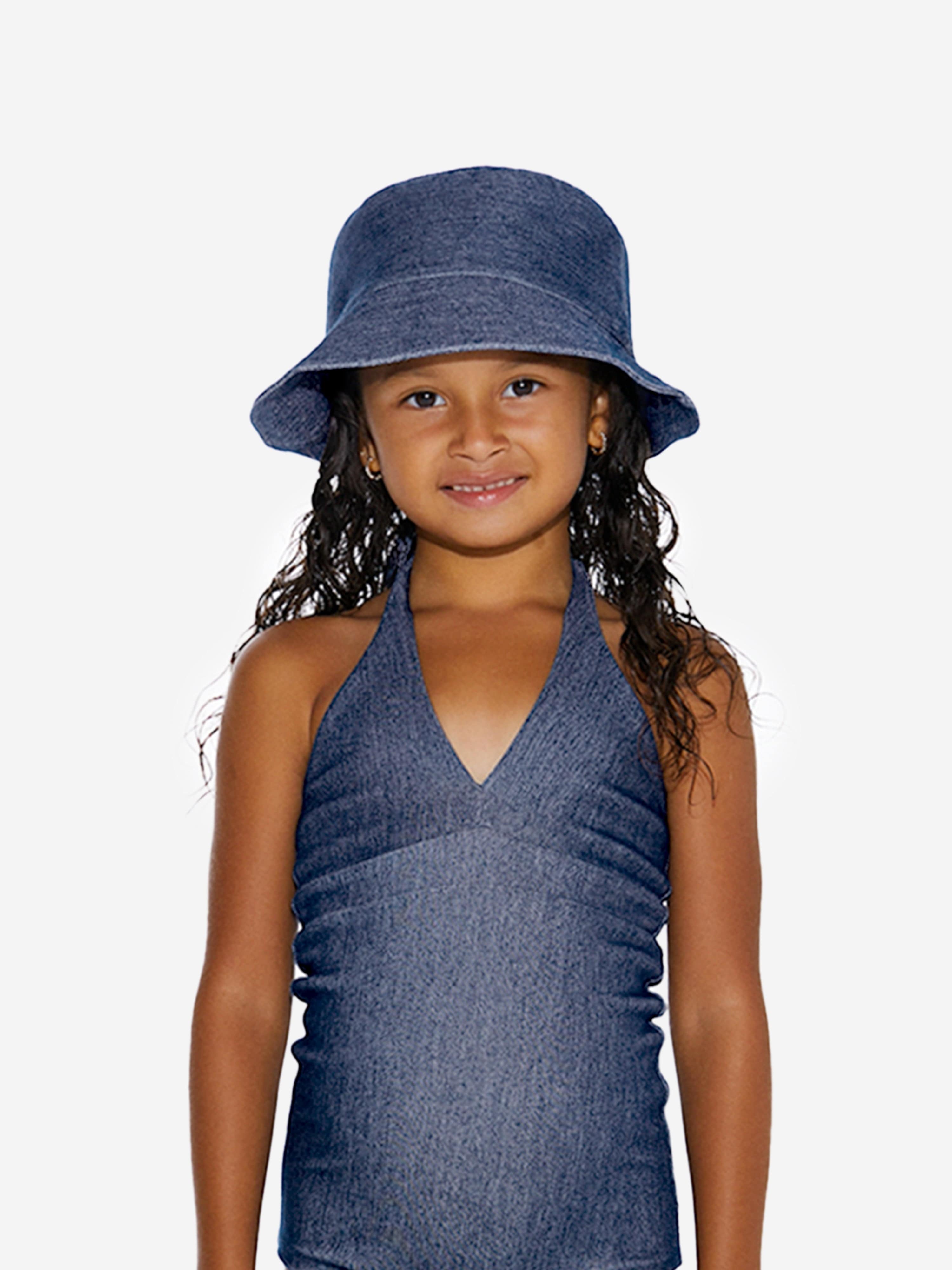 AY by AYLA Girls Denim Look Bucket Hat in Blue