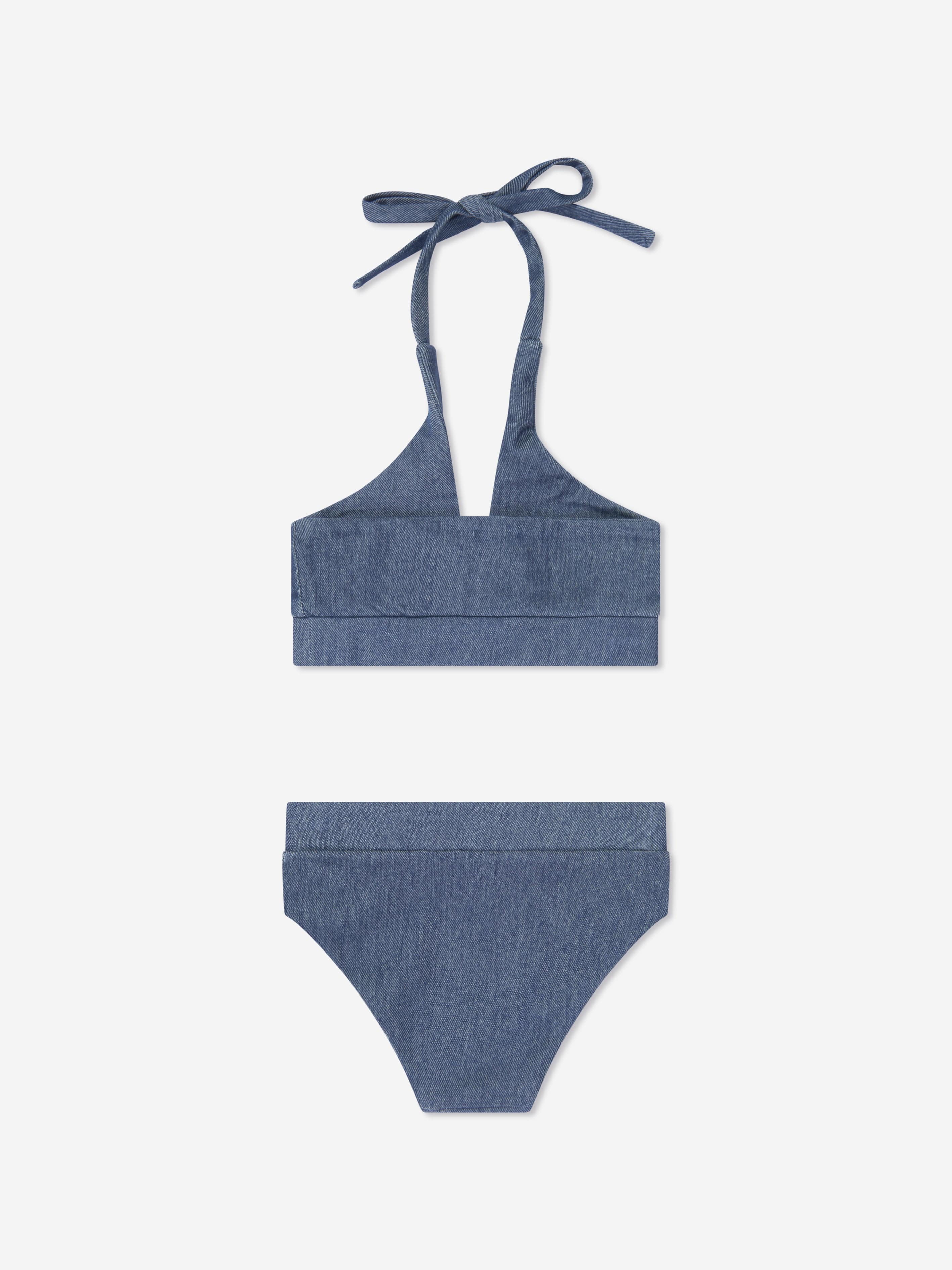 AY by AYLA Girls Denim Look Halterneck Bikini in Blue