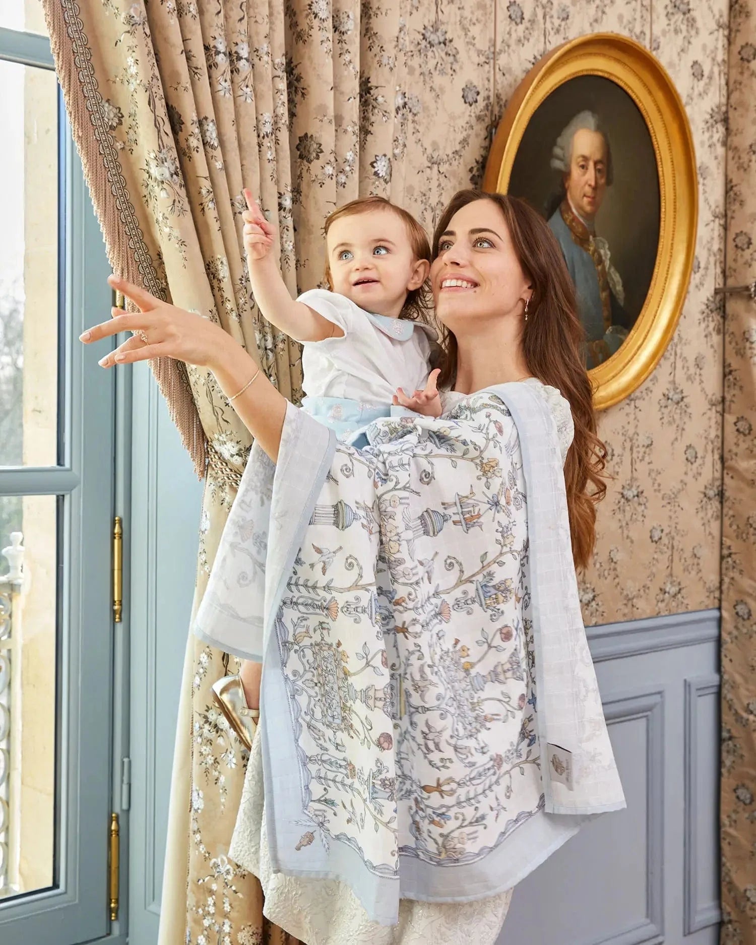 Atelier Choux Baby Boys Toile De Jouy Atelier Choux & Caitlin Wilson Swaddle in Blue (100cm)