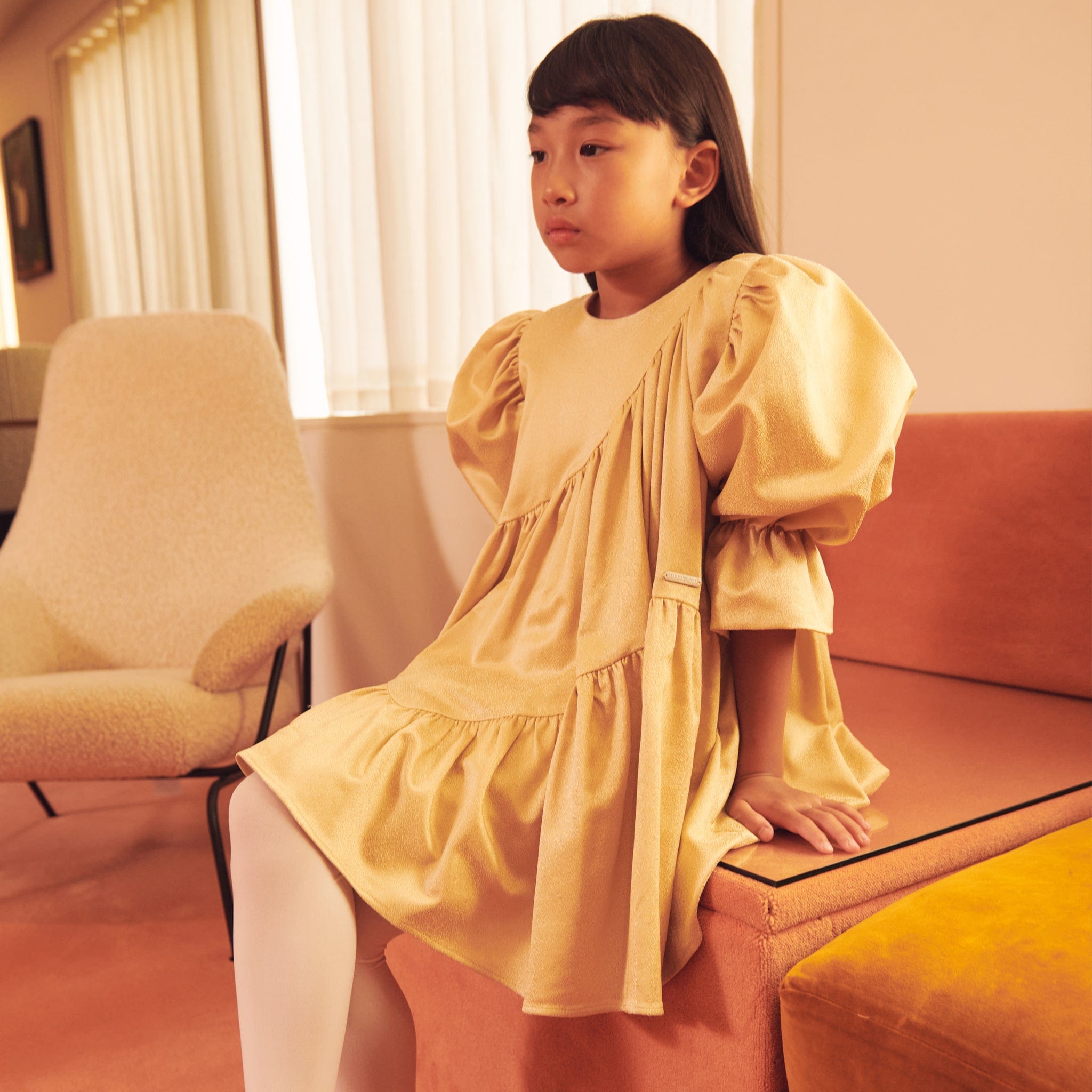 Girls Avery Sparkle Dress in Gold