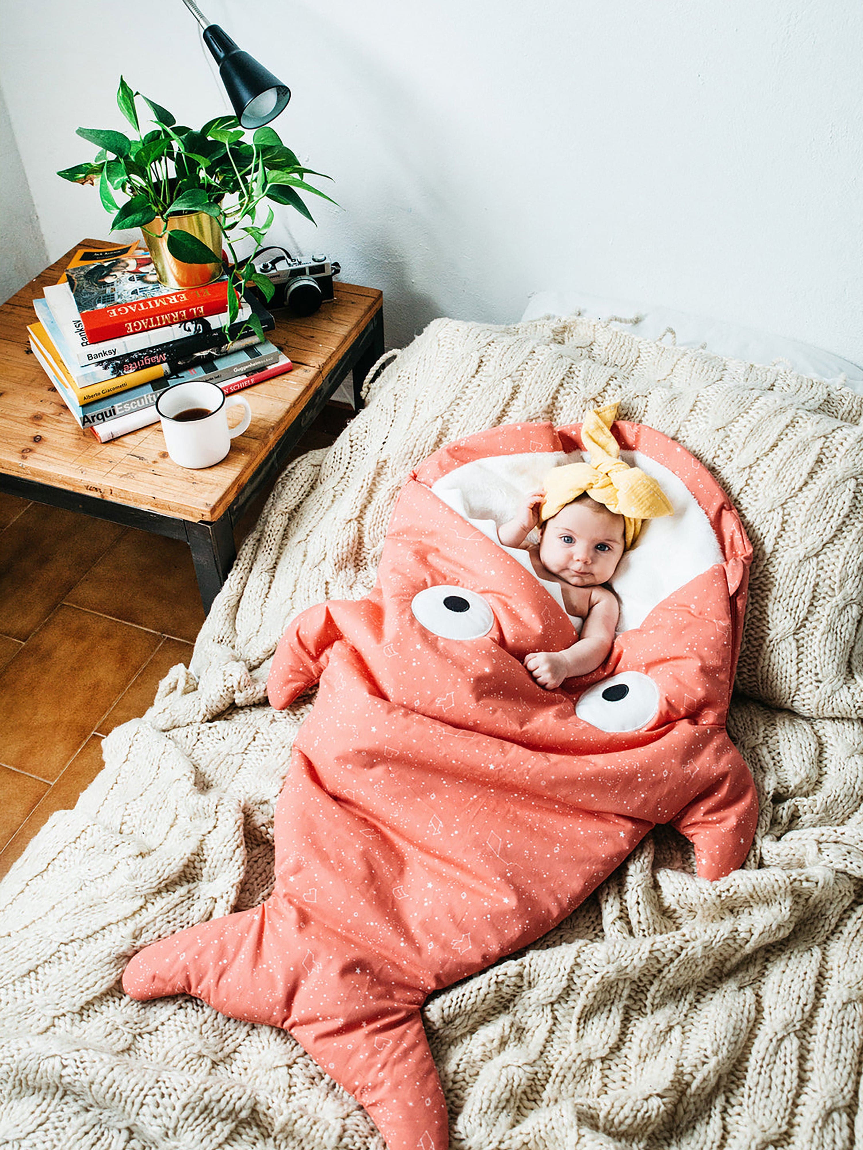 Baby Bites Baby Constellations Summer Shark Sleeping Bag in Coral