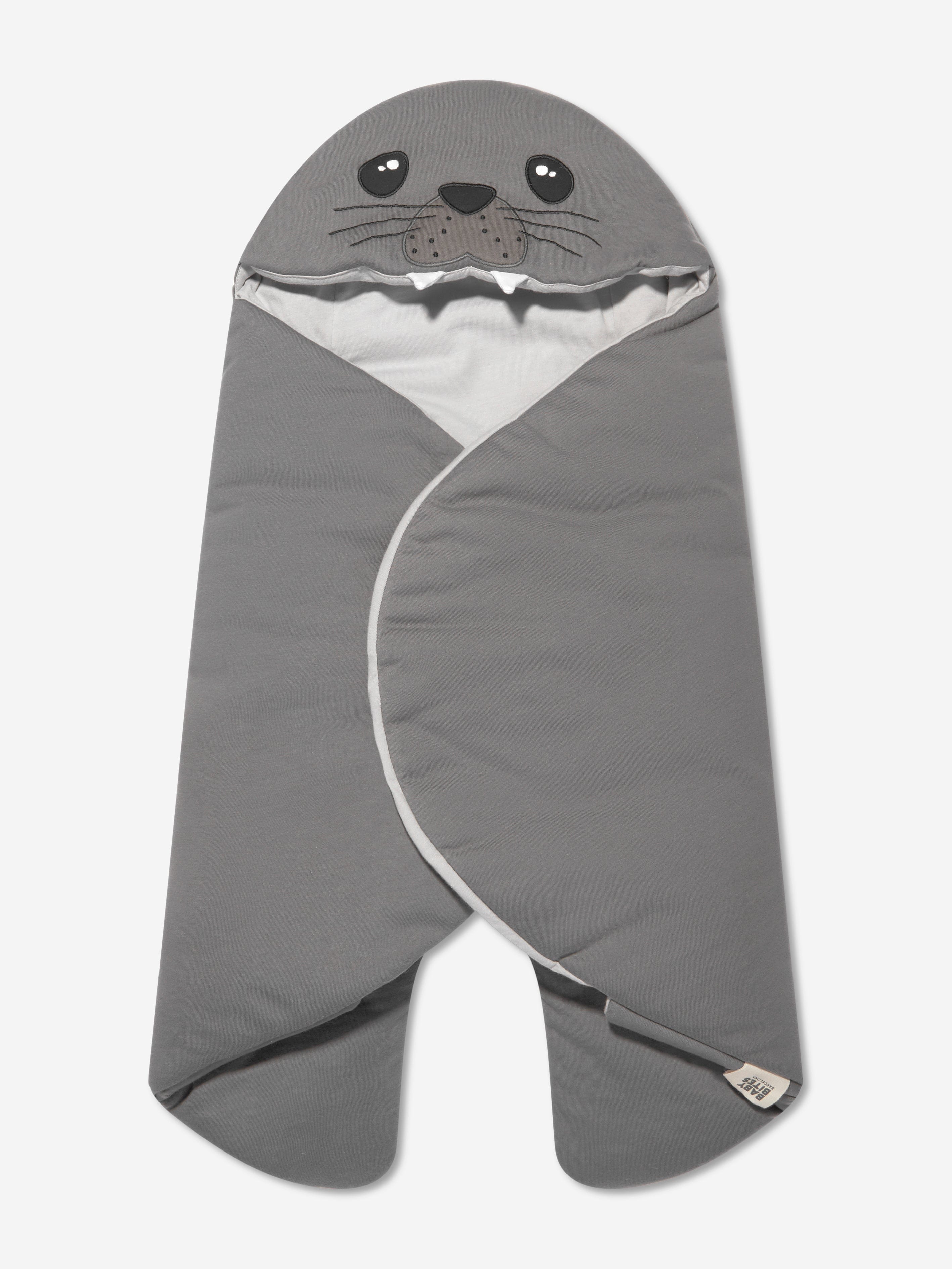 Baby Bites Baby Seal Lullaby Swaddle in Grey