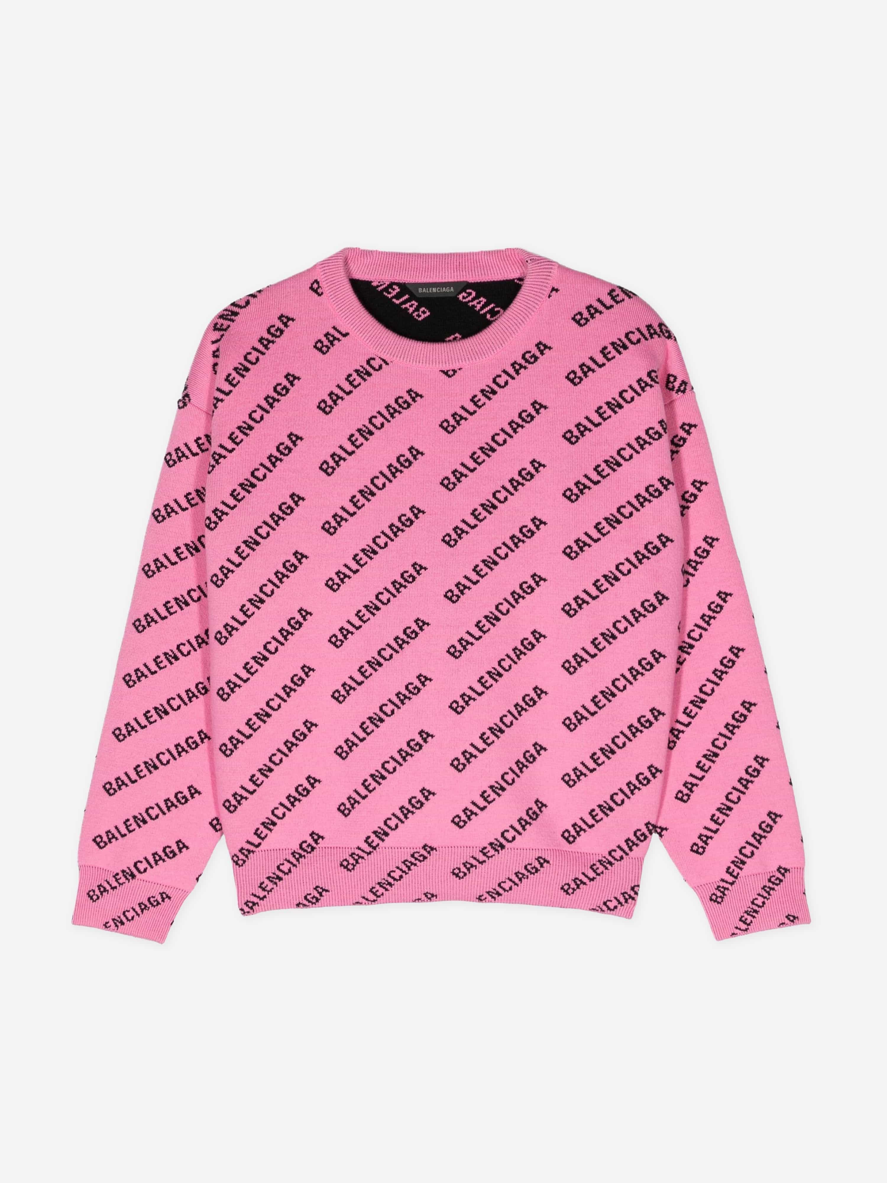 Balenciaga Kids All Over Logo Sweatshirt in Pink