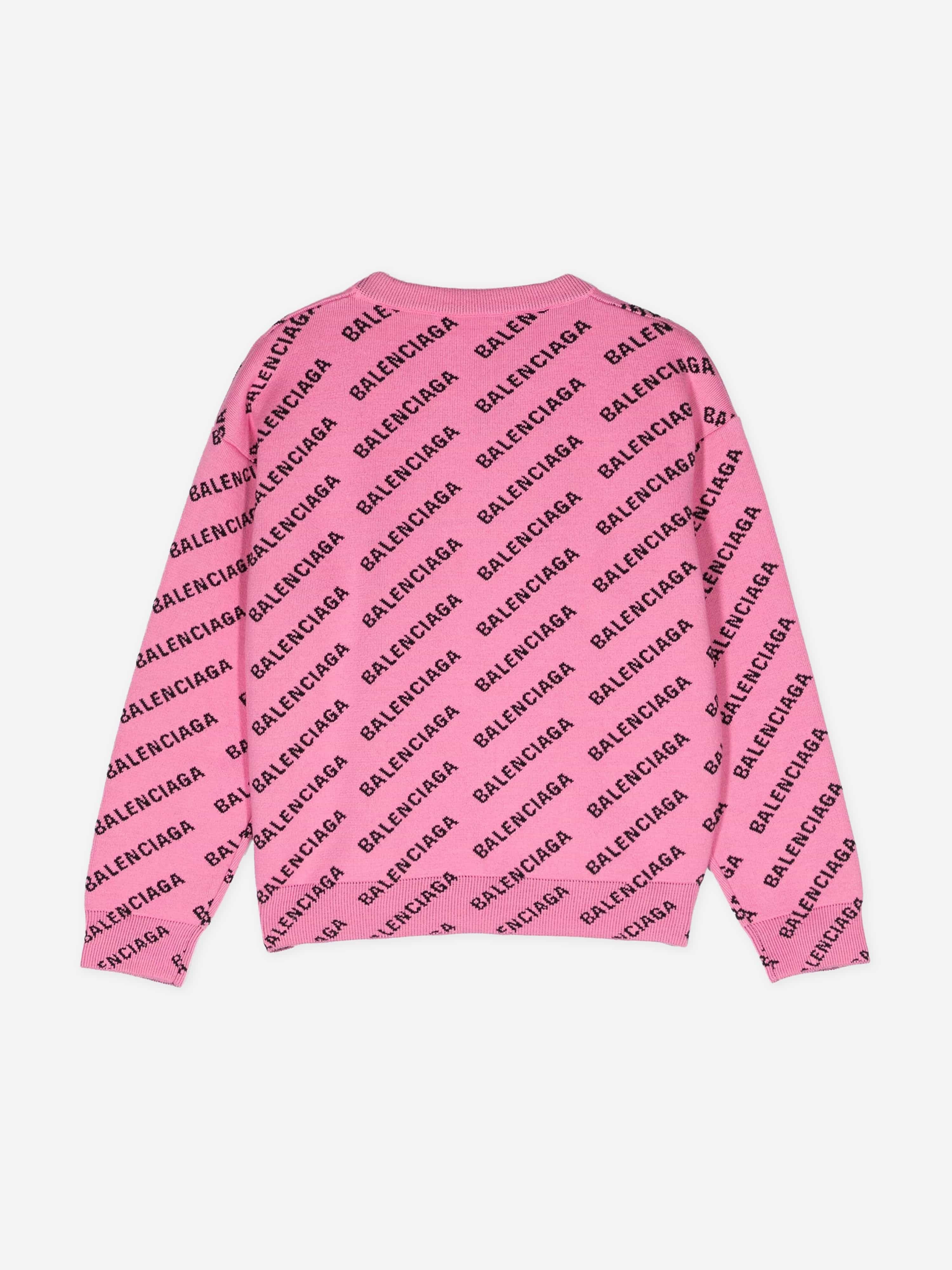 Balenciaga Kids All Over Logo Sweatshirt in Pink