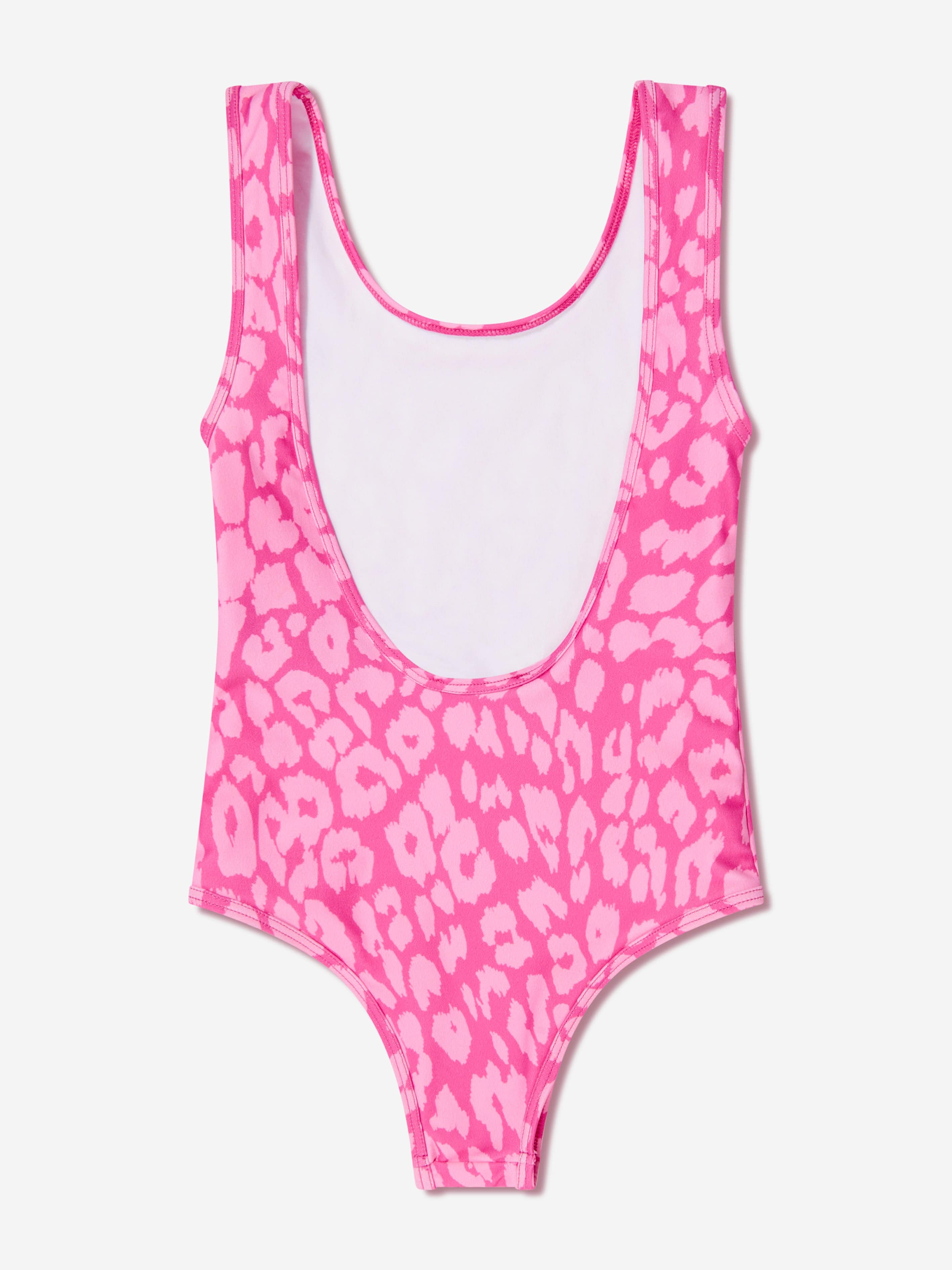 Balmain Girls Leopard Print Swimsuit in Pink